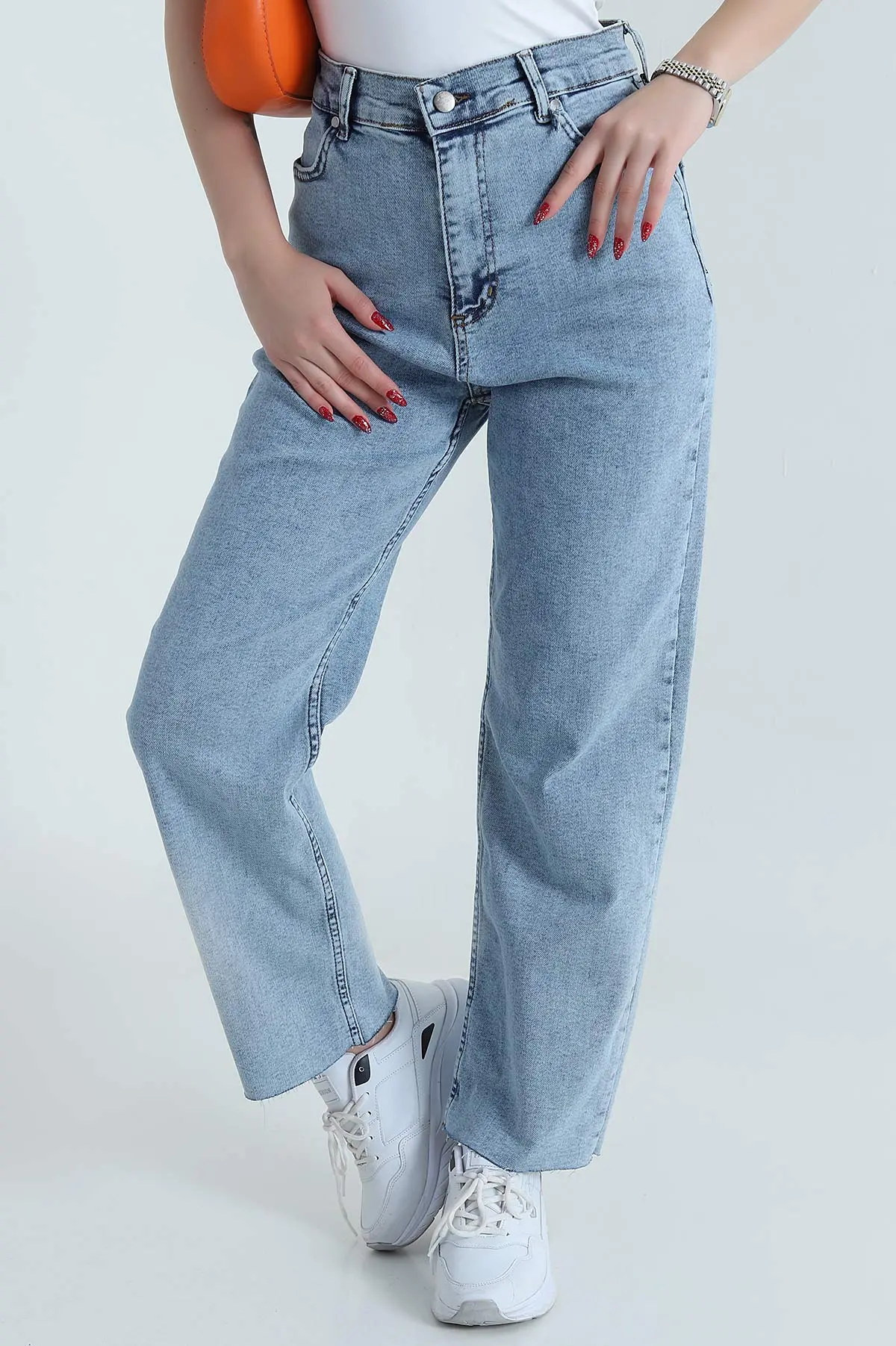 Mavi Cepli Lazer Paça Kadın Kot Pantolon 472981