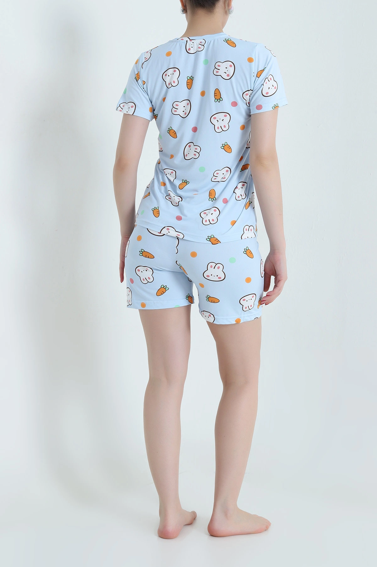 Mavi Desenli Kadın Şortlu Pijama Takımı 466462