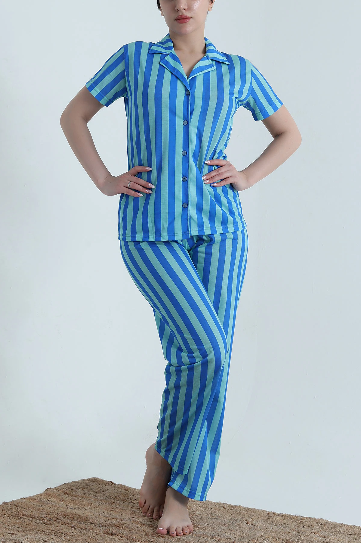 Mavi Digital Baskılı Kadın Pijama Takımı 459200