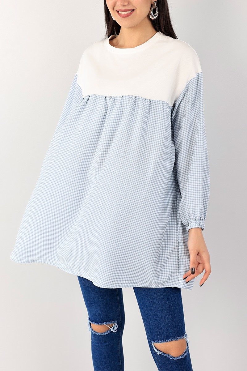 Mavi Dokuma Kumaş Garnili Tunik 101035