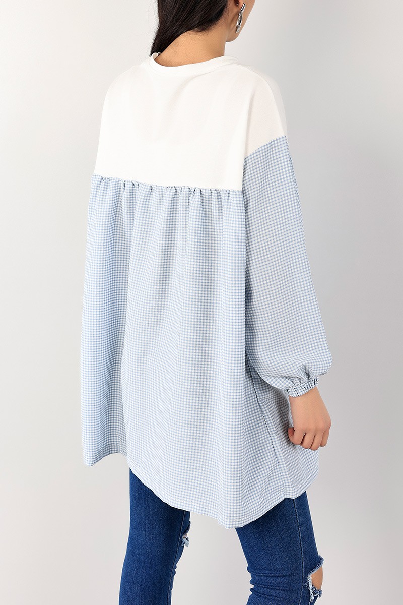 Mavi Dokuma Kumaş Garnili Tunik 101035