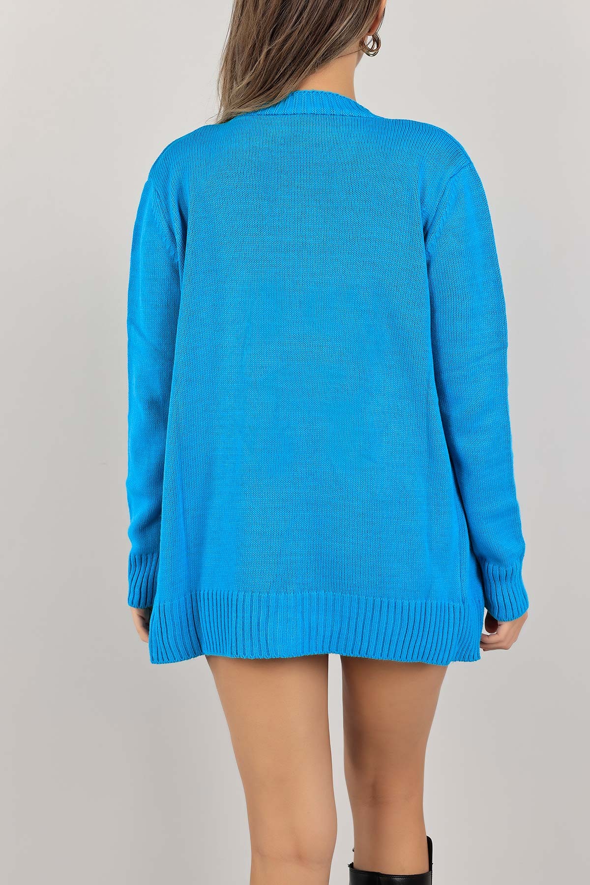 Mavi Düğmeli Bayan Triko Hırka 142014