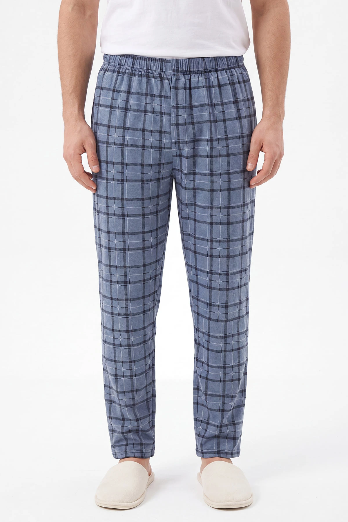 Mavi Ekose Desen Erkek Pijama Altı 473969