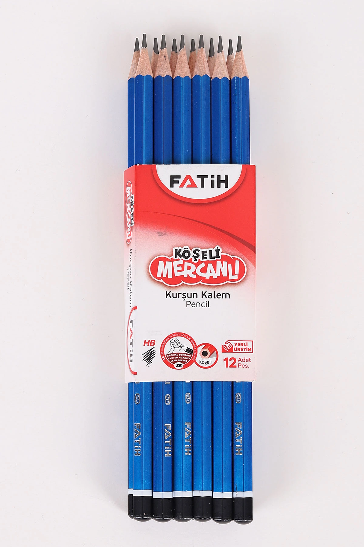 Mavi Fatih Köşeli Mercanlı Kurşun Kalem 12'li 462184