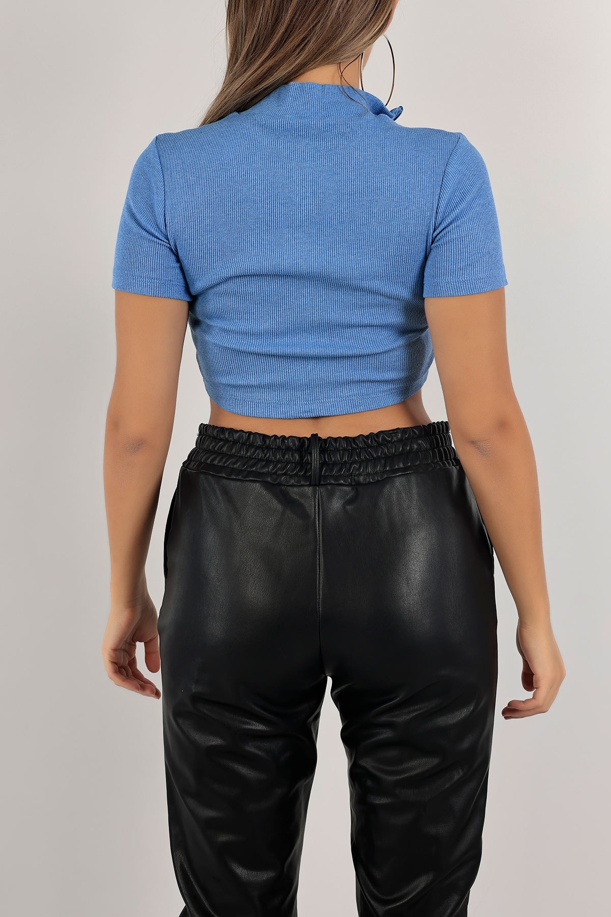 Mavi Fermuarlı Fitilli Bluz 135999