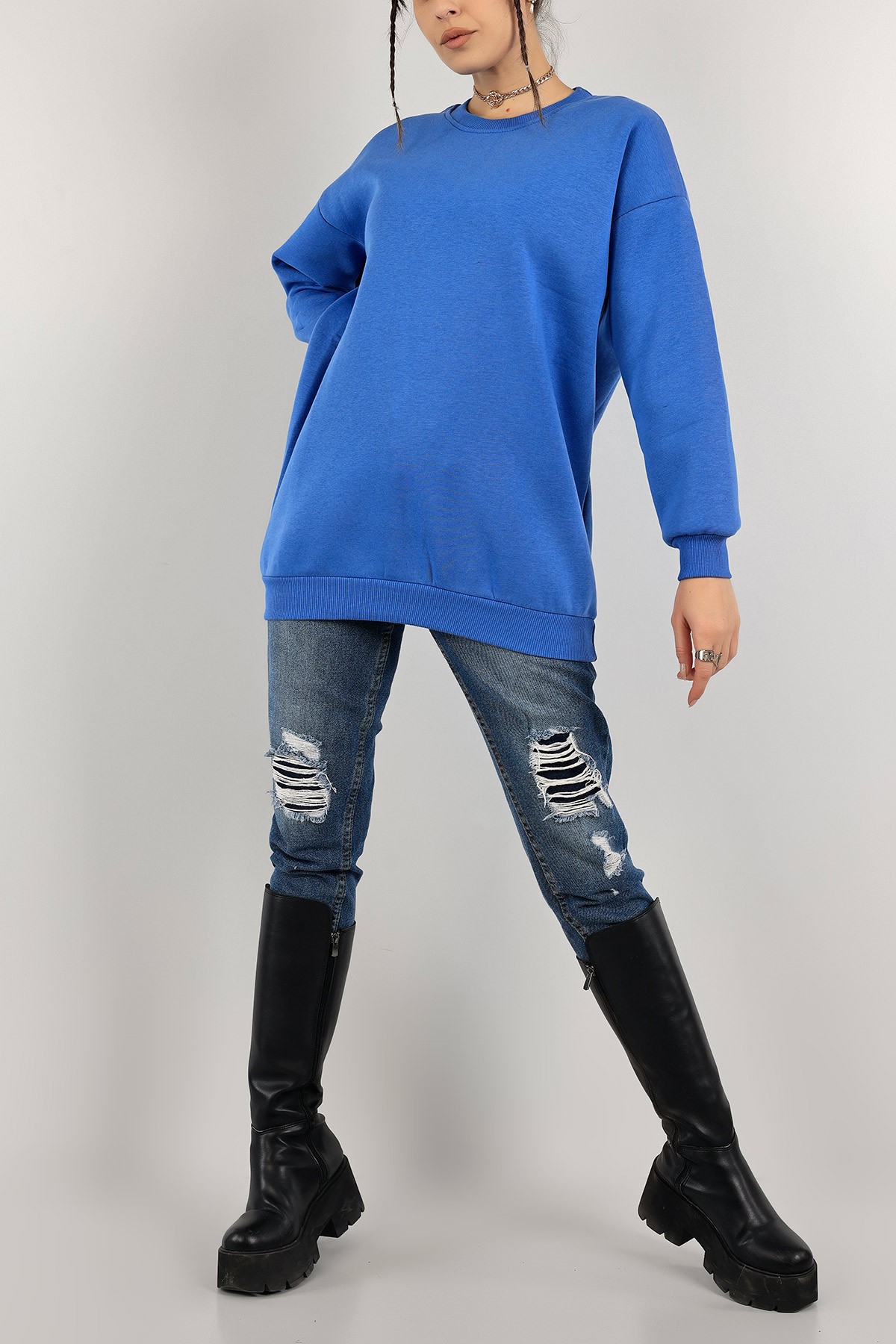 Mavi İçi Şardonlu Bayan Sweat 142962