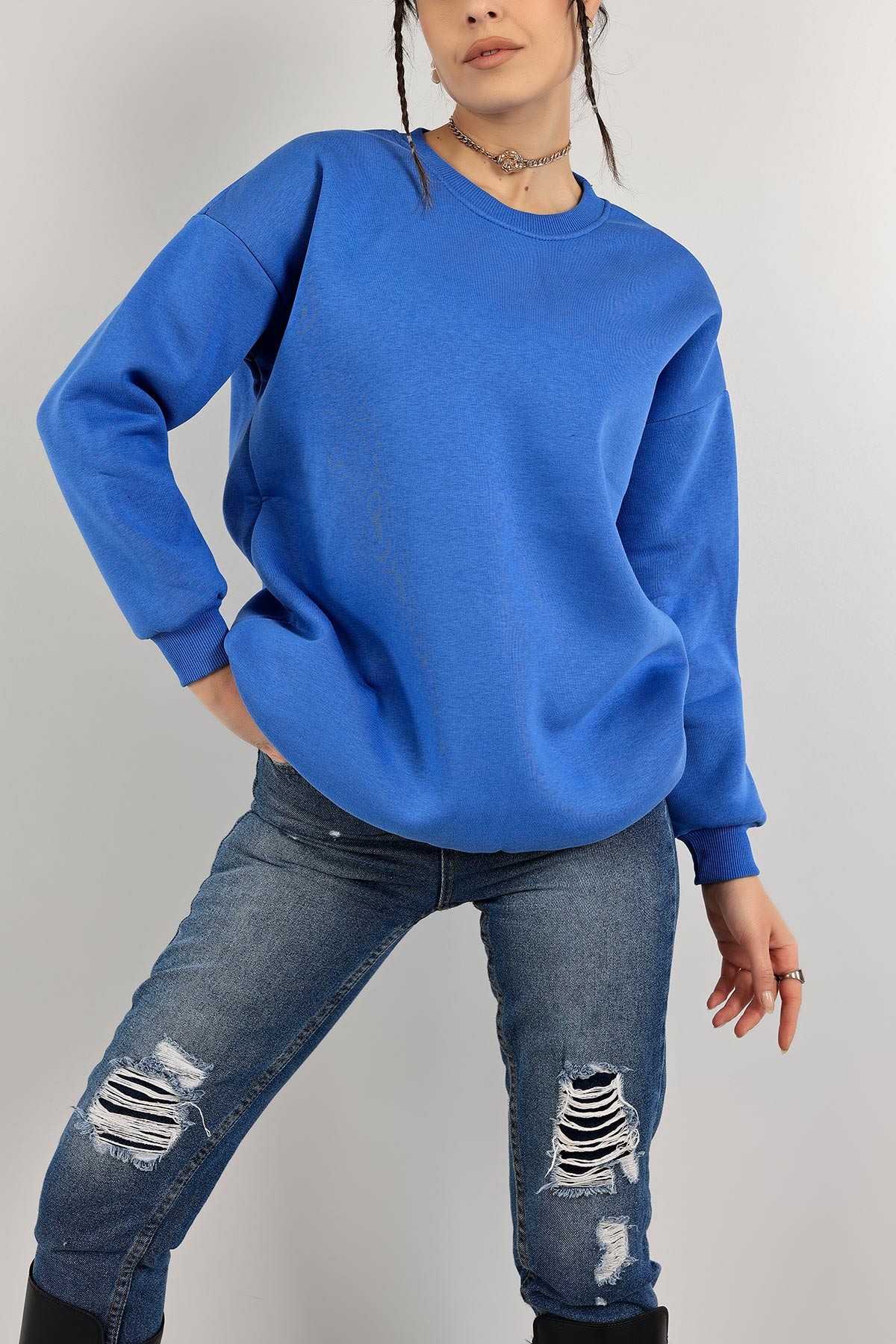 Mavi İçi Şardonlu Bayan Sweat 142962