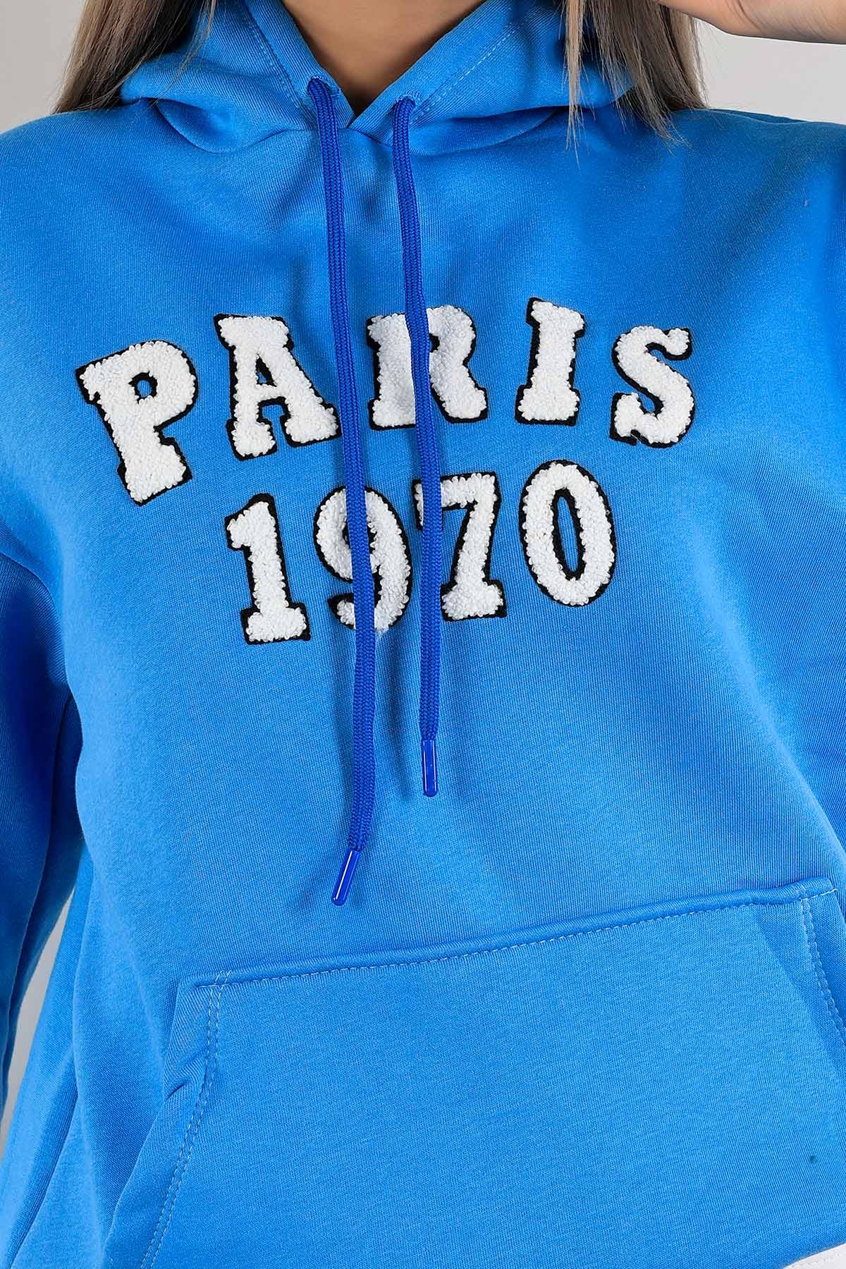 Mavi İçi Şardonlu Süzene Nakışlı Sweat 136919