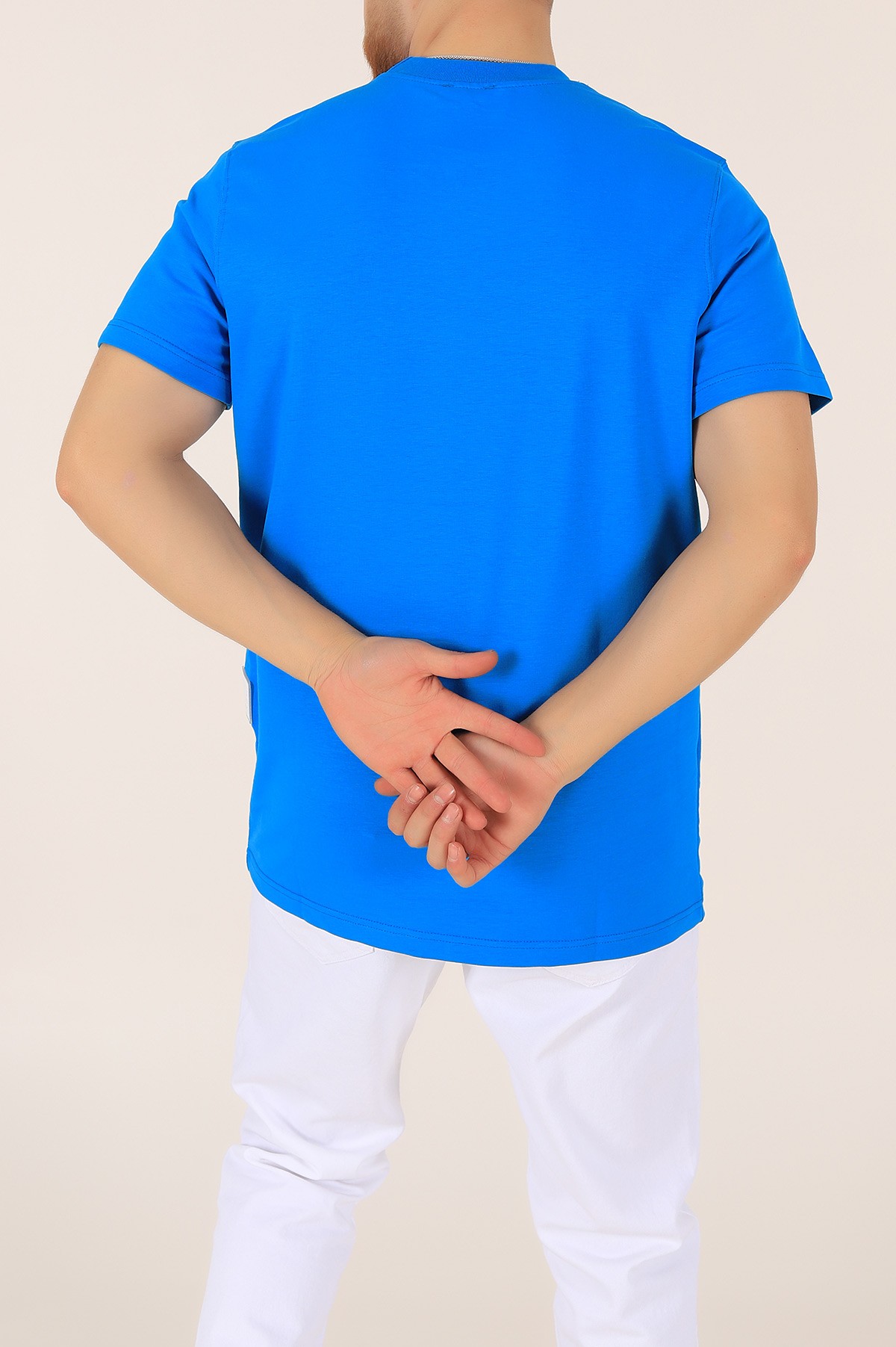 Mavi İki İp Oversize Erkek Tişört 163555