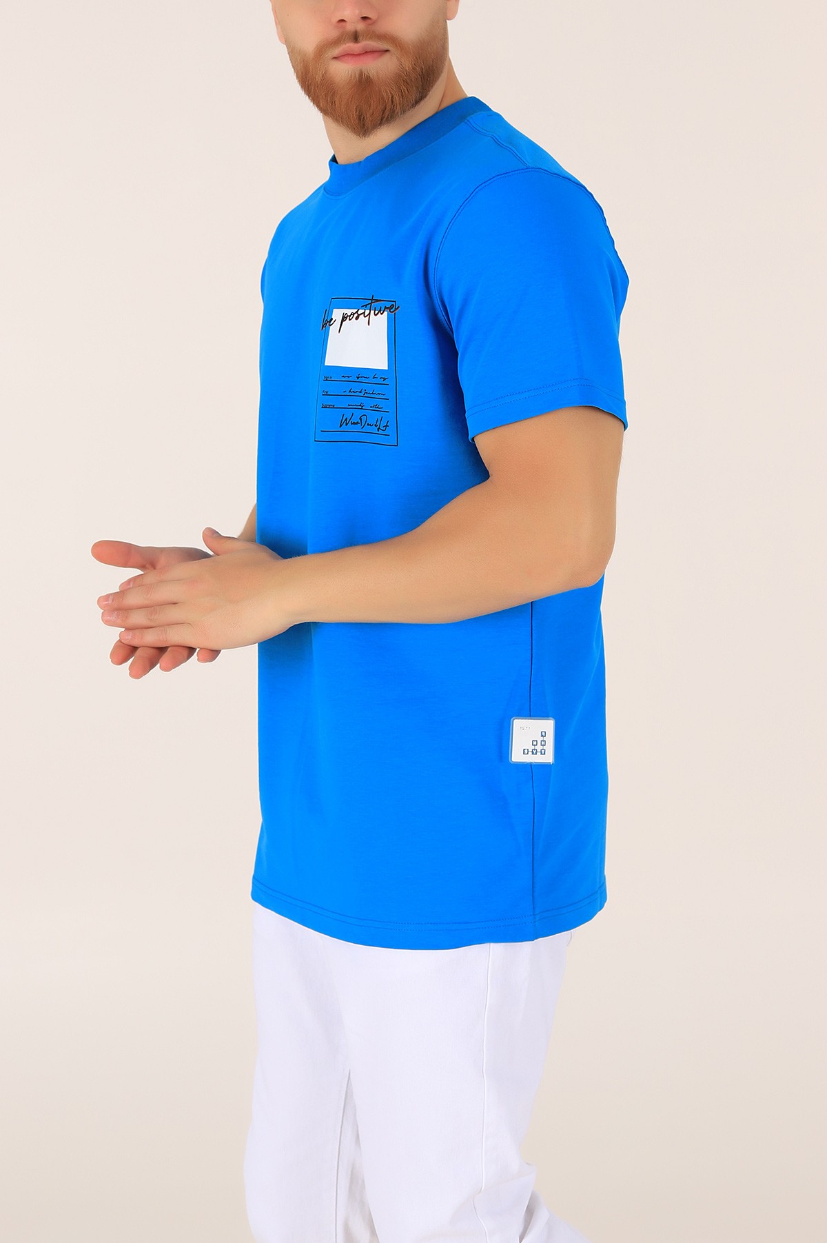 Mavi İki İp Oversize Erkek Tişört 163555