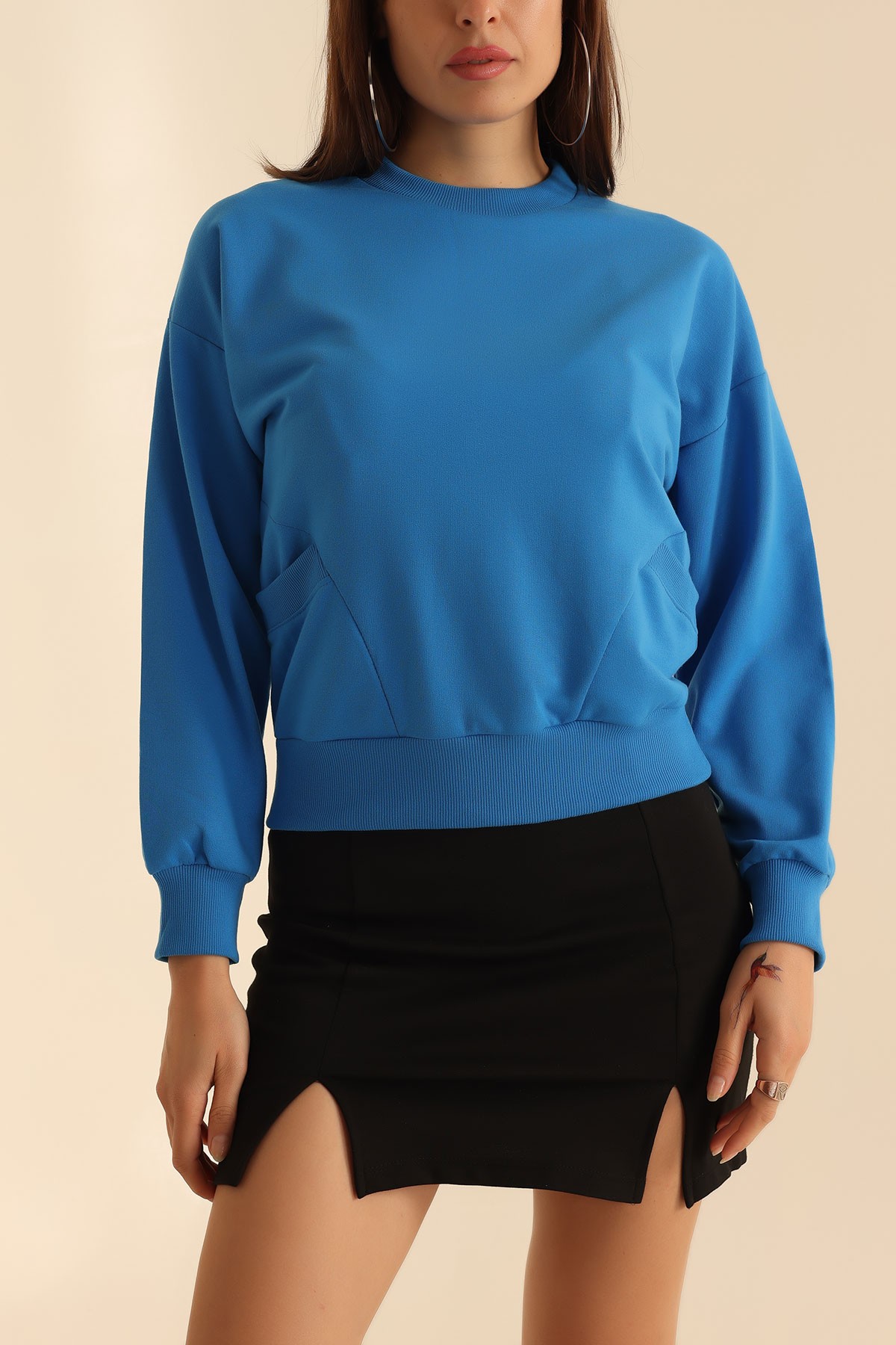 Mavi İki İp Oversize Sweat 199710