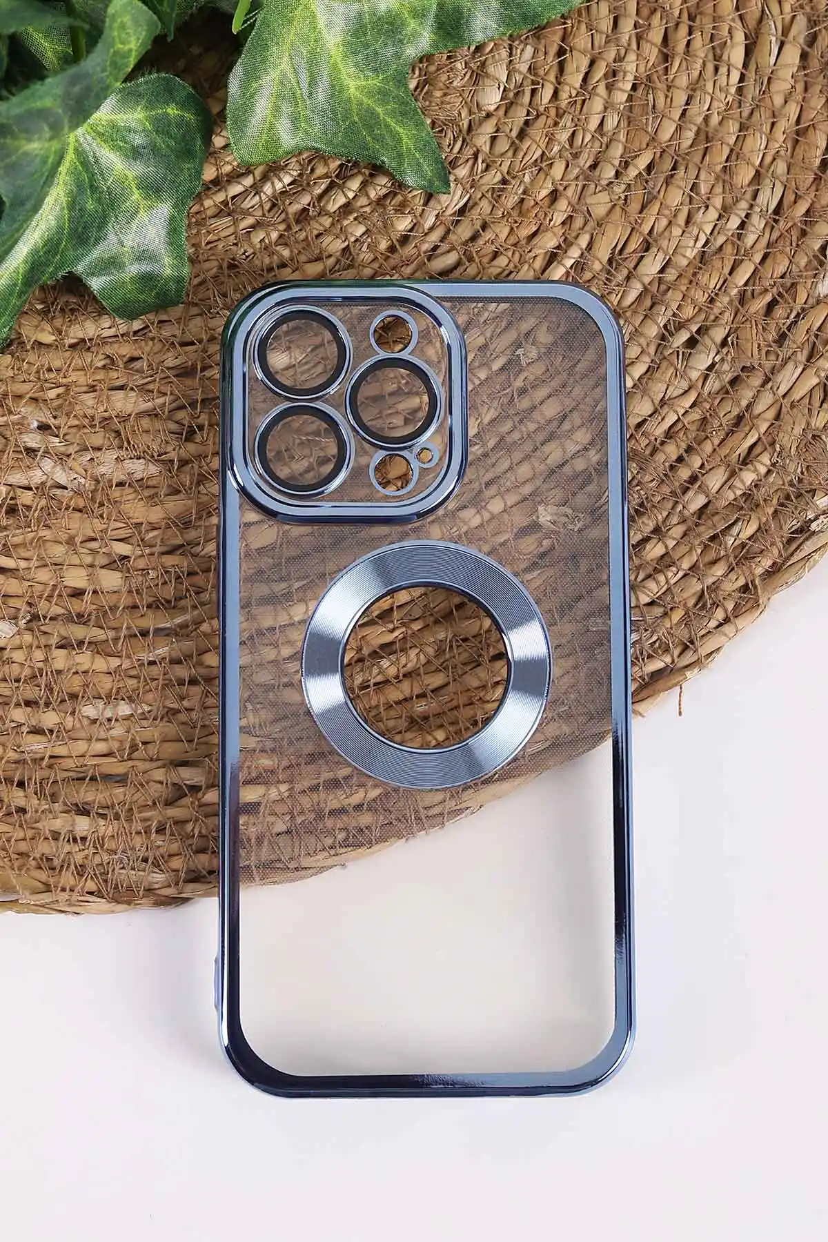 Mavi İphone 13 Pro Uyumlu Şeffaf Kamera Korumalı Silikon Telefon Kılıfı 437534