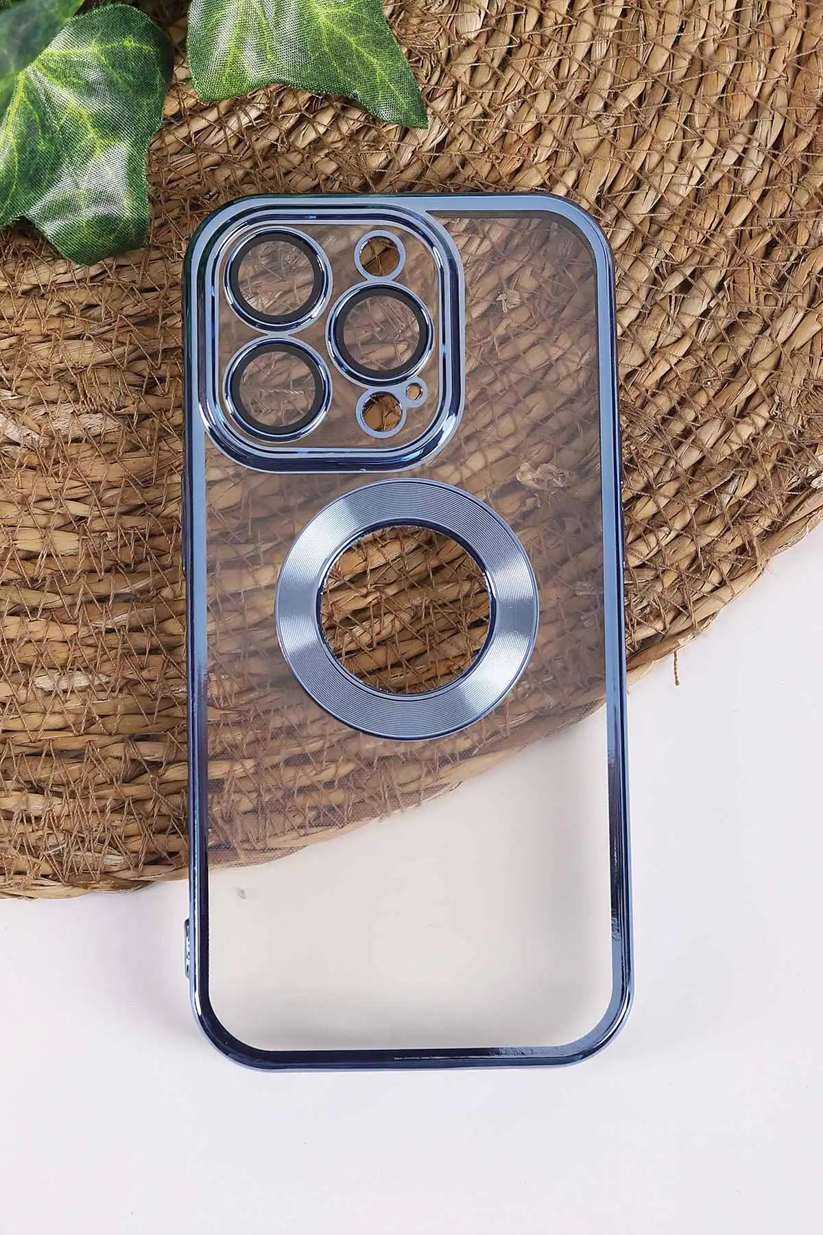 Mavi İphone 14 Pro Uyumlu Şeffaf Kamera Korumalı Silikon Telefon Kılıfı 437546