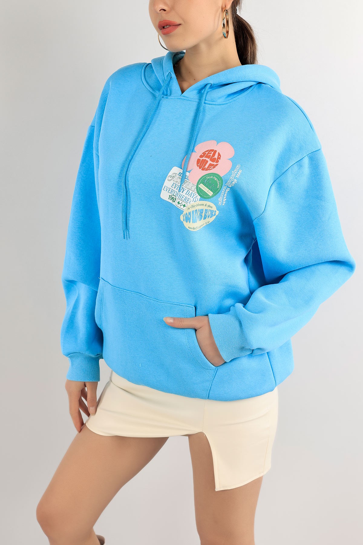 Mavi Kanguru Cep İçi Şardonlu Sweat 138932