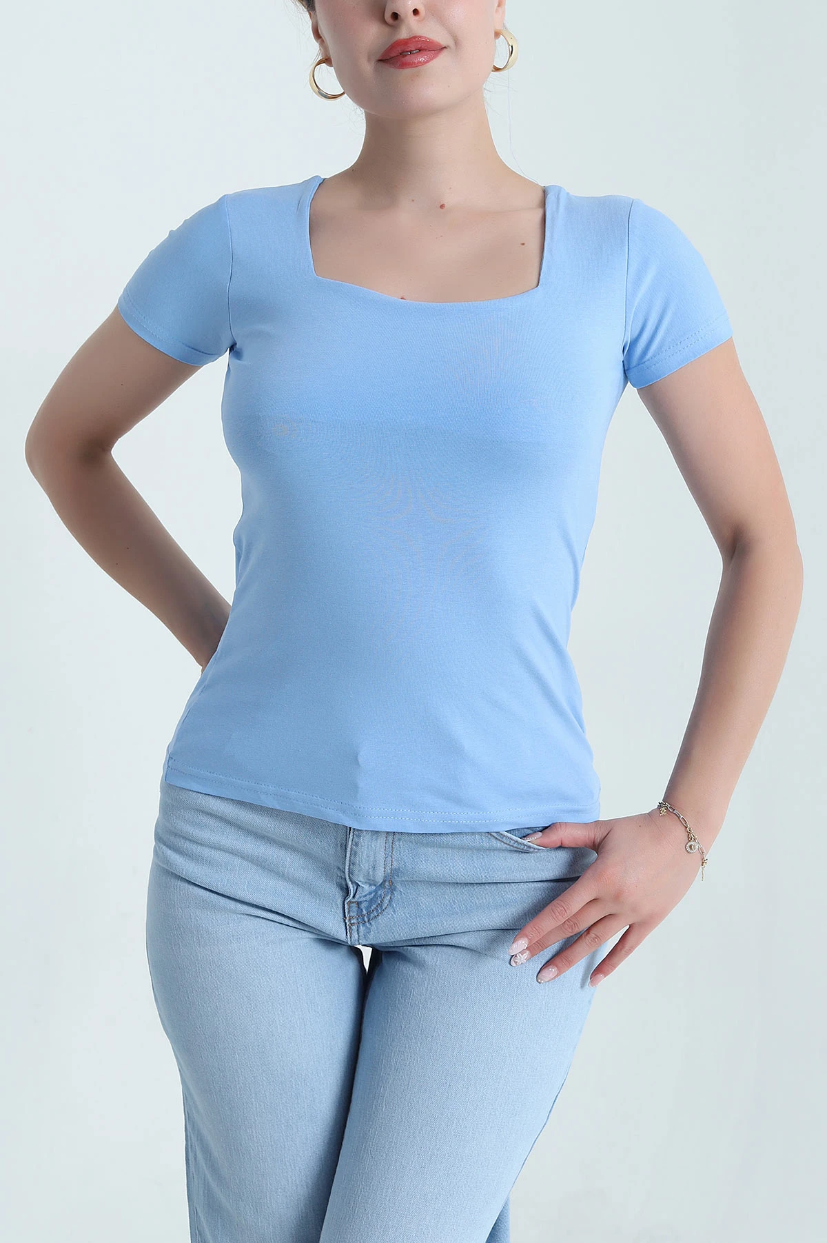 Mavi Kare Yaka Kadın Body 478367