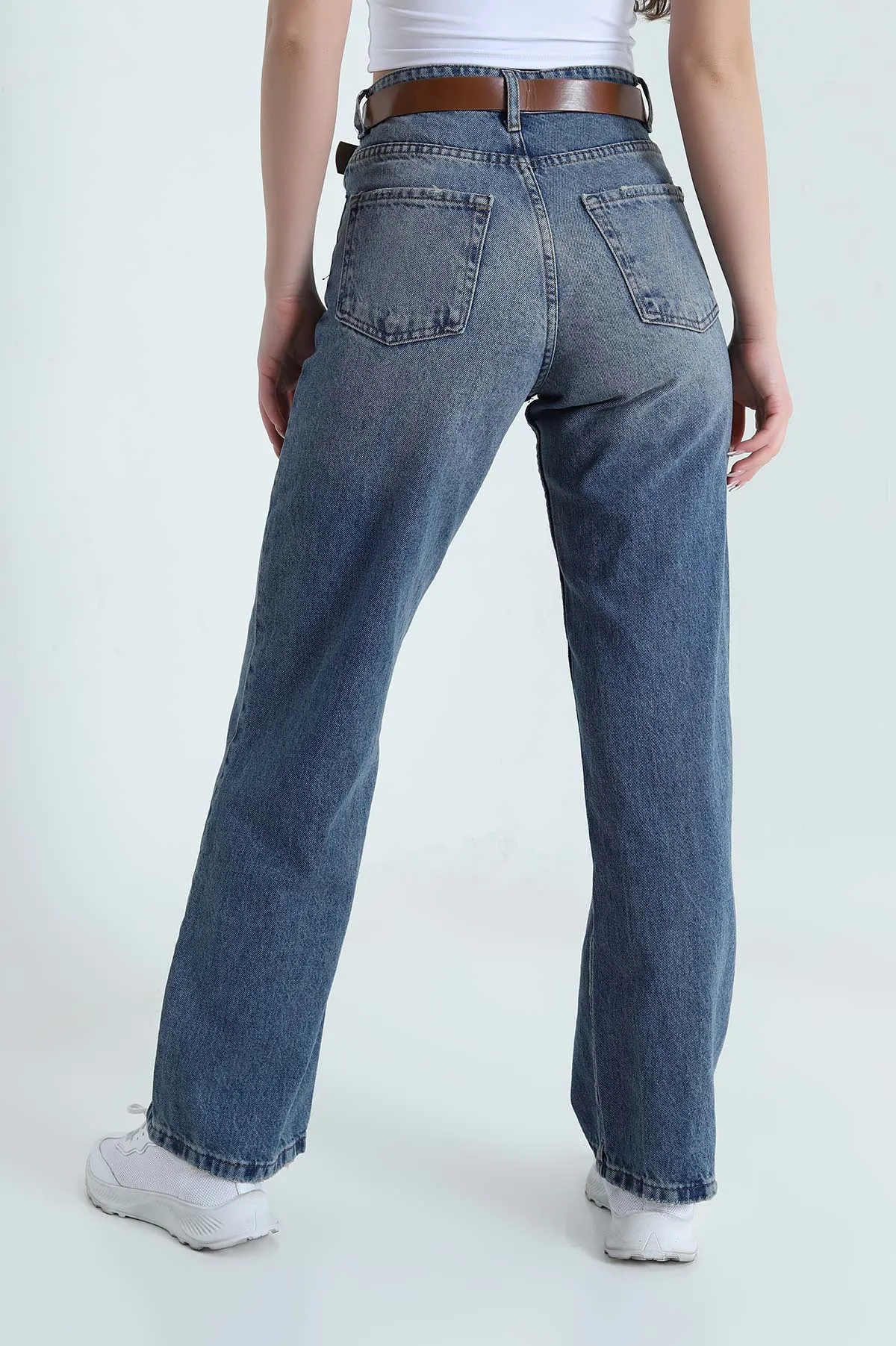 Mavi Kemerli Kadın Kot Pantolon 457236