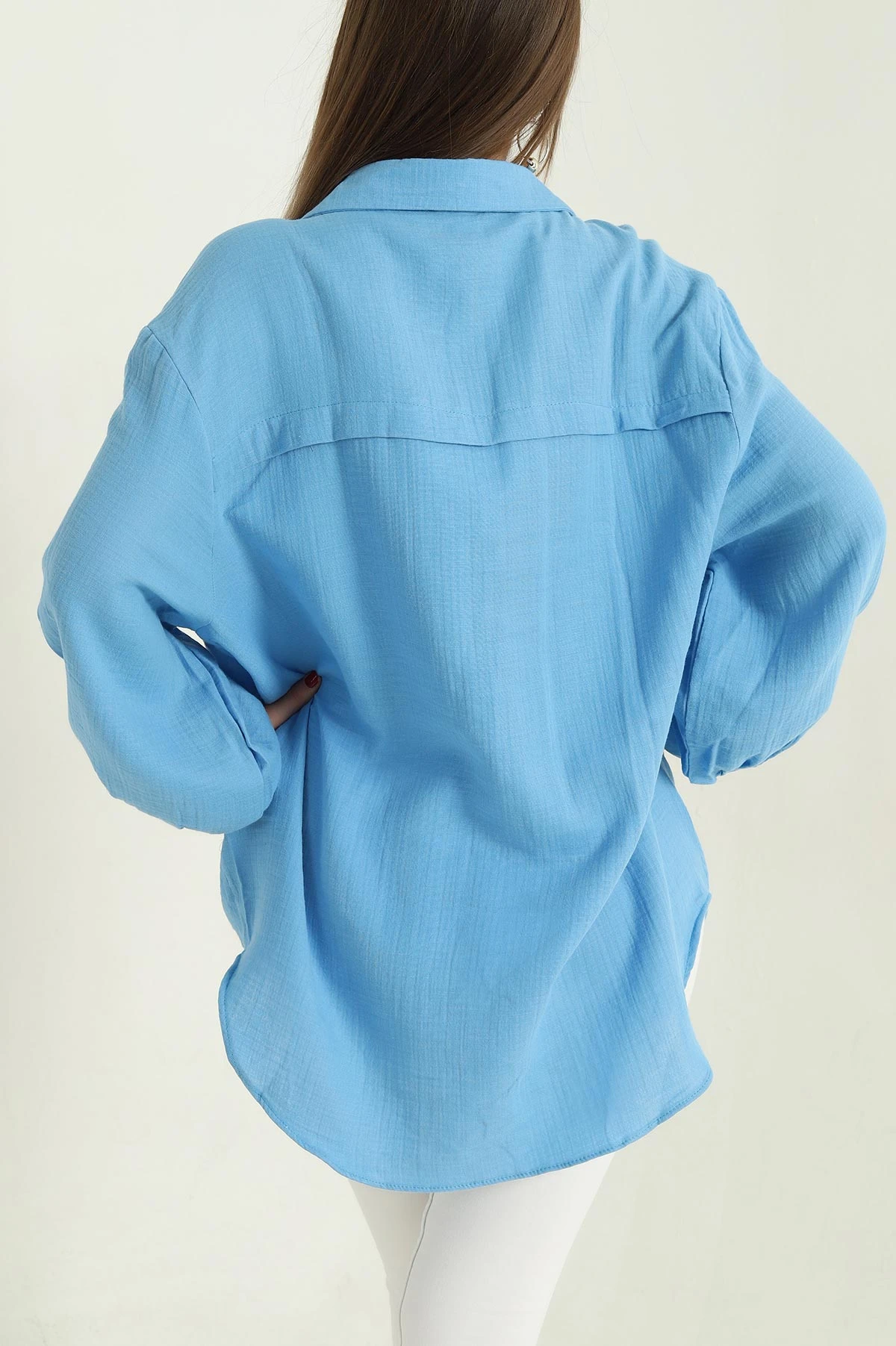 Mavi Müslin Bayan Gömlek Tunik 336946