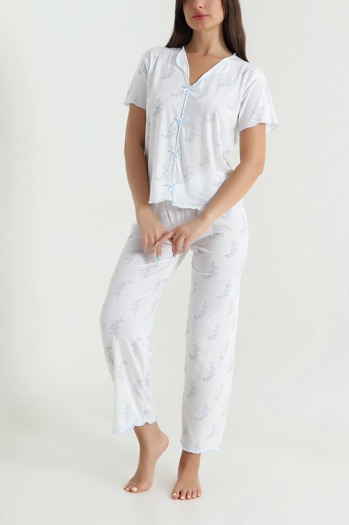 Mavi Kurdela Tasarım Kadın Pijama Takımı 467976