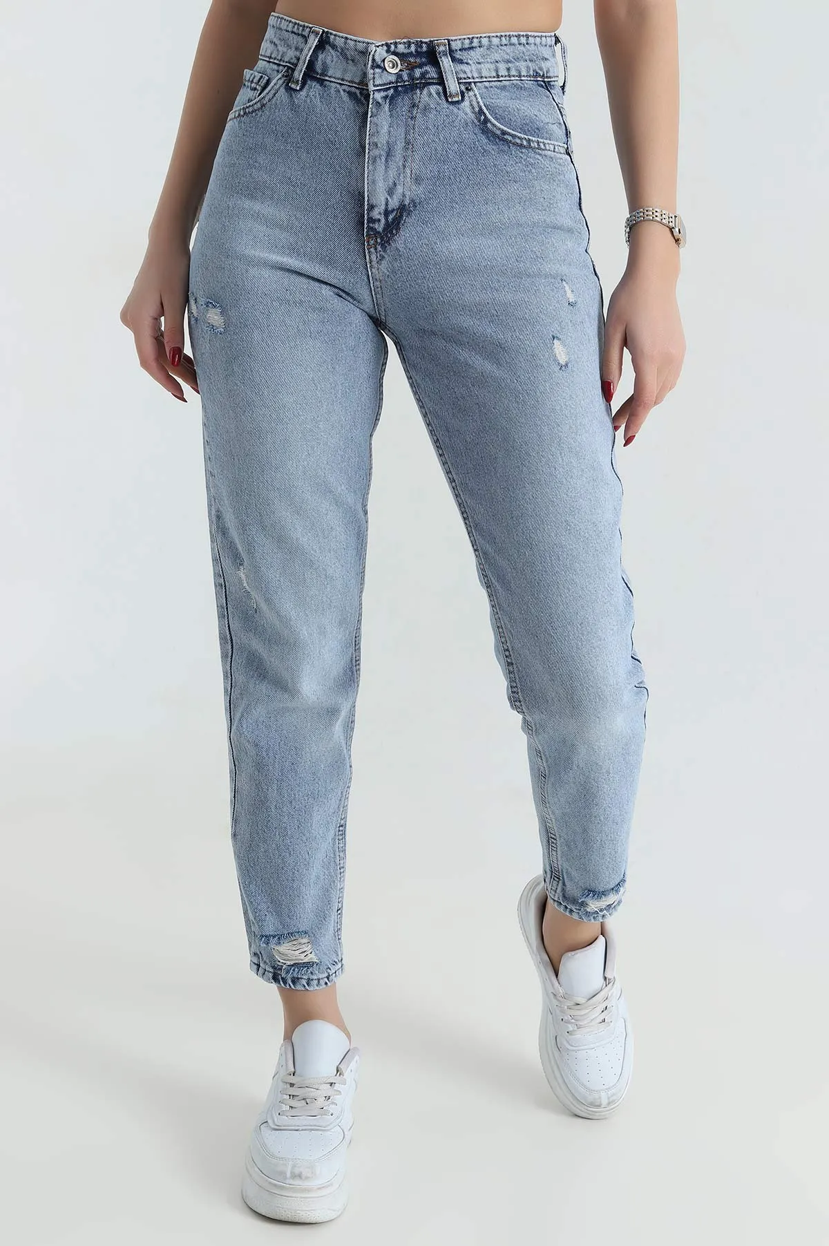 Mavi Lazer Kesim Mom Kadın Kot Pantolon 416181
