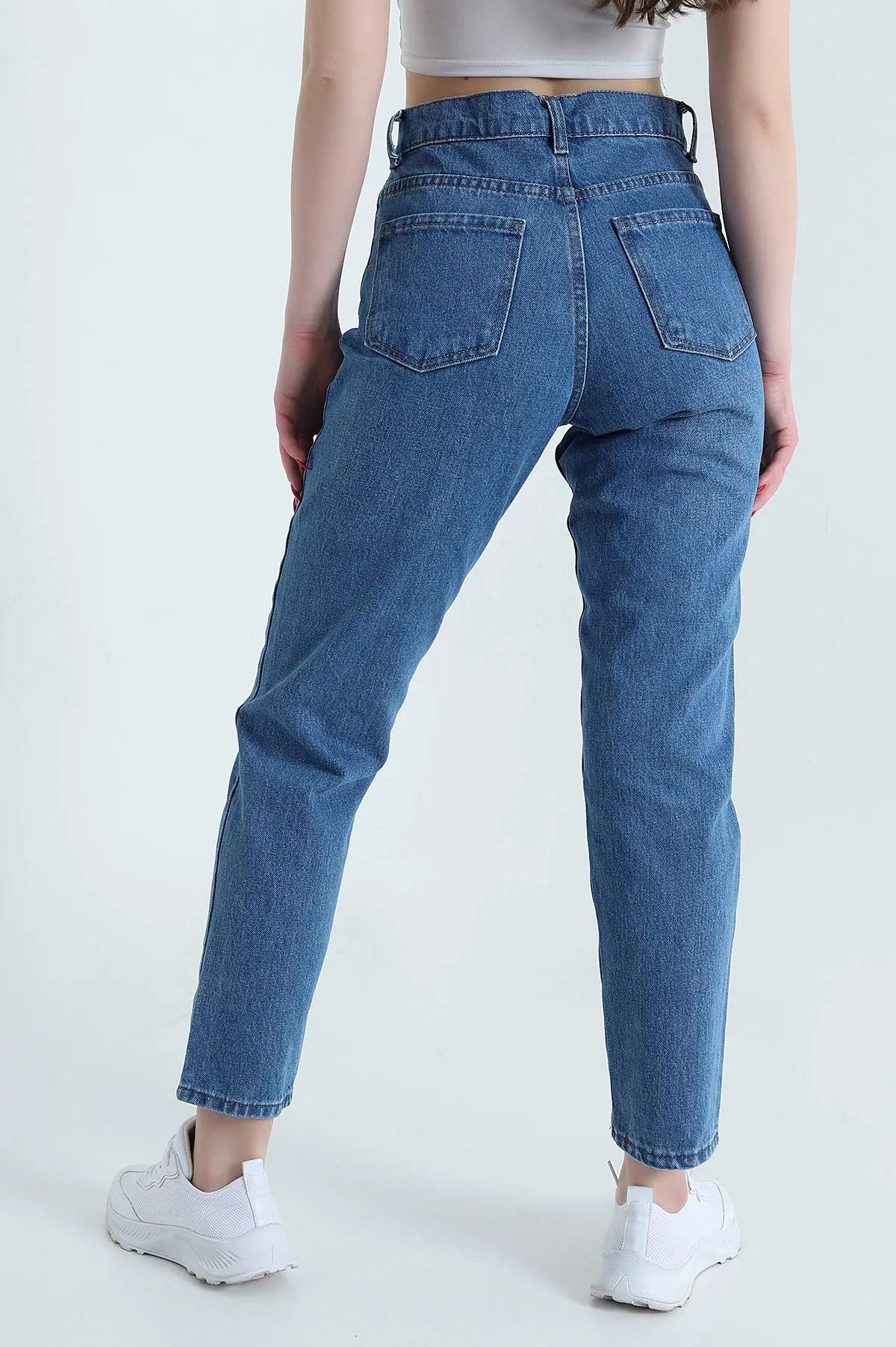 Mavi Lazer Kesim Mom Kadın Kot Pantolon 445170