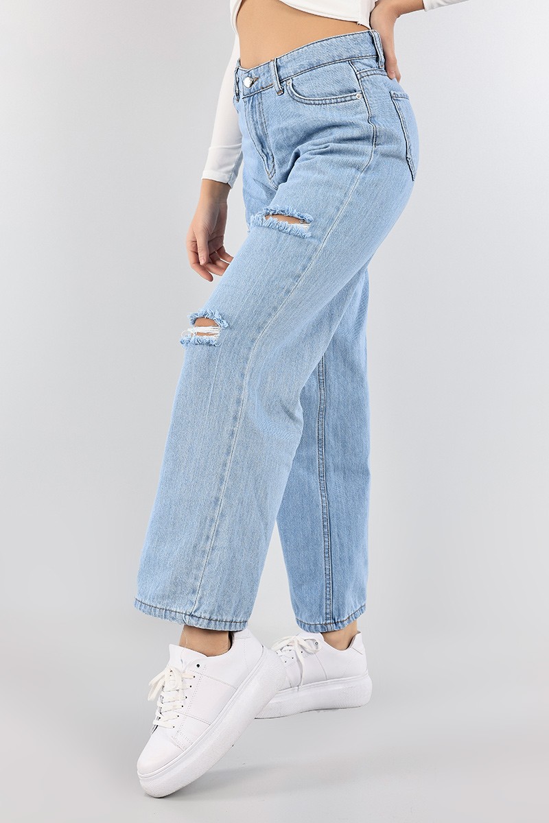 Mavi Lazer Kesim Palazzo Kot Pantolon 99536