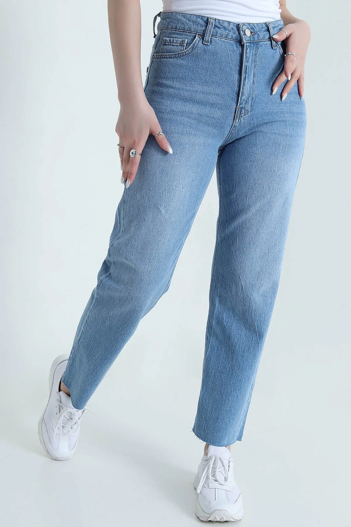 Mavi Lazer Paça Mom Kadın Kot Pantolon 448481