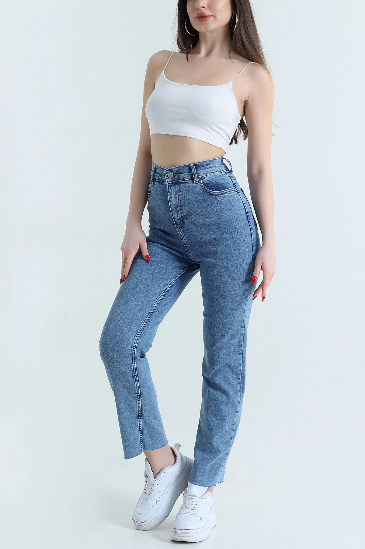 Mavi Likralı Boyfit Kadın Kot Pantolon 438761