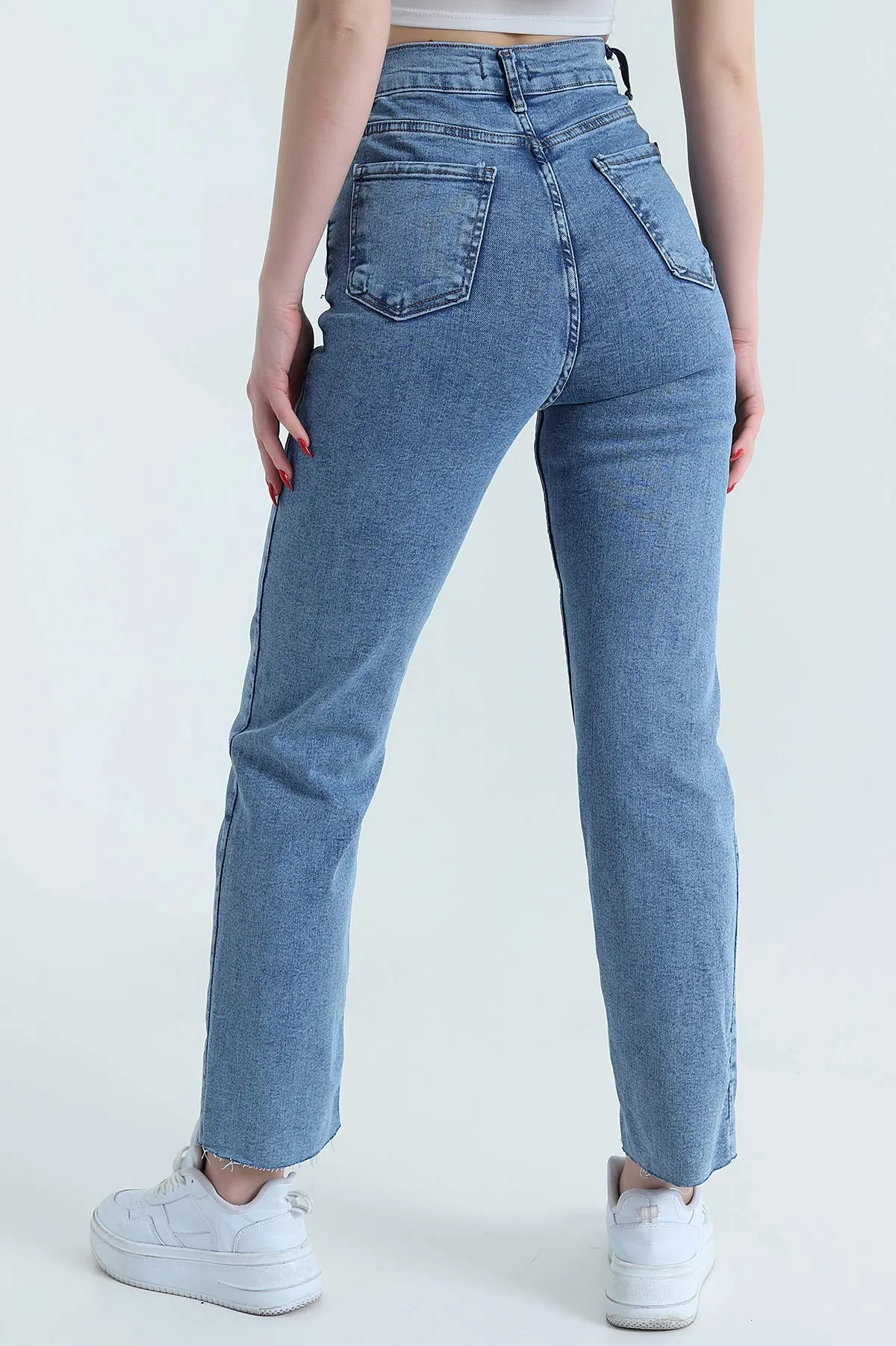 Mavi Likralı Boyfit Kadın Kot Pantolon 438761