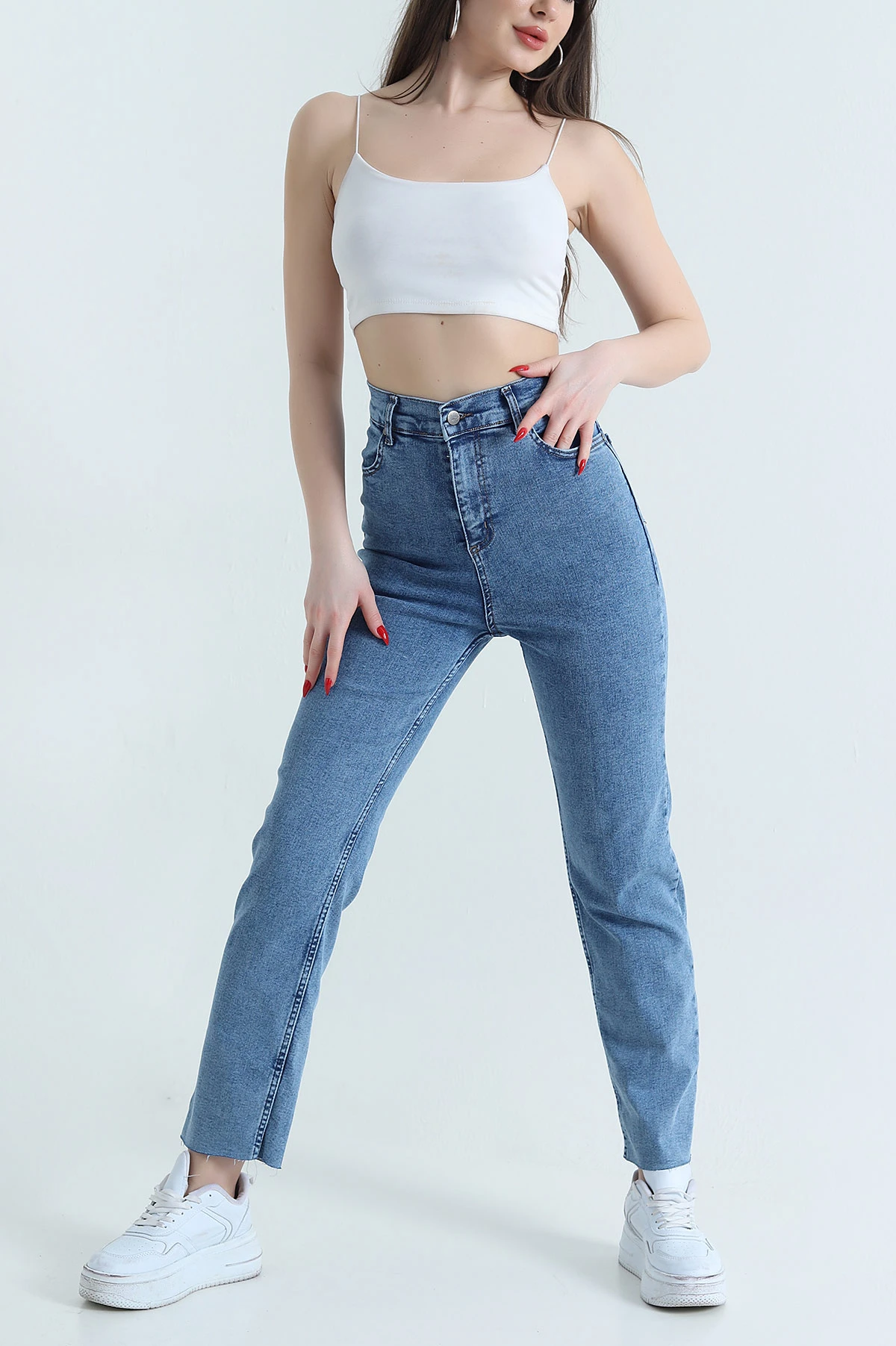 Mavi Likralı Boyfit Kadın Kot Pantolon 438761