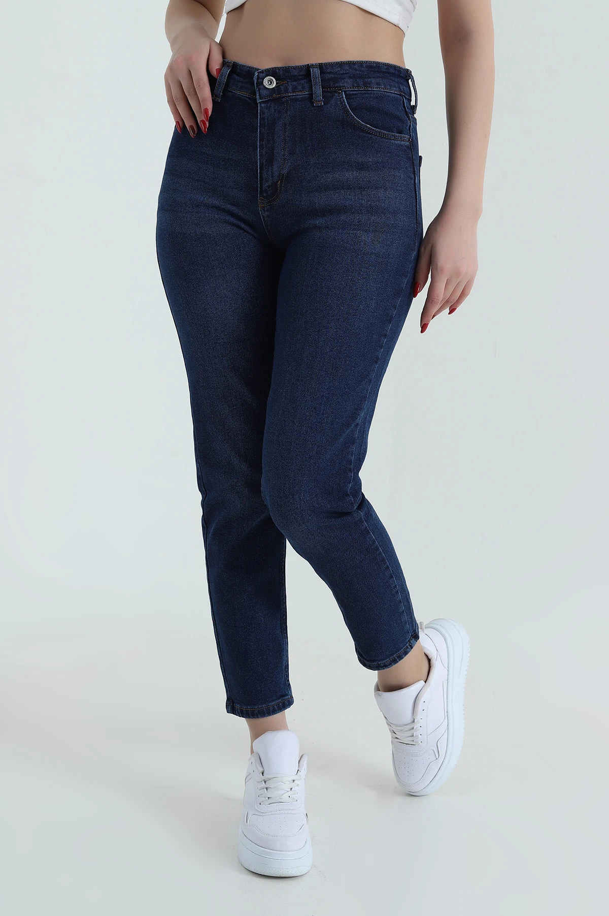 Mavi Likralı Mom Kadın Kot Pantolon 428063