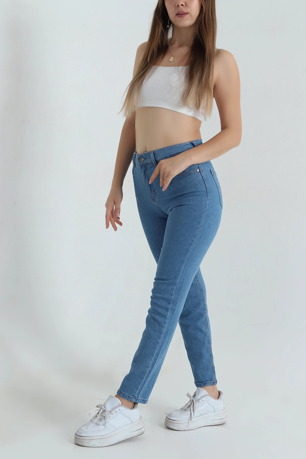 Mavi Mom Likralı Kadın Kot Pantolon 409033