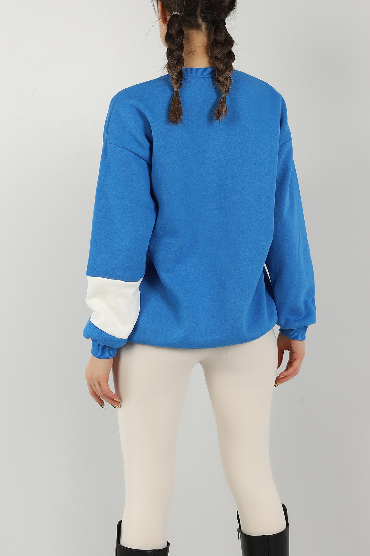 Mavi Nakışlı İçi Şardonlu Bayan Sweat 146289