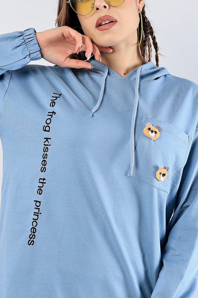 Mavi Nakışlı Sweat Tunik 81204