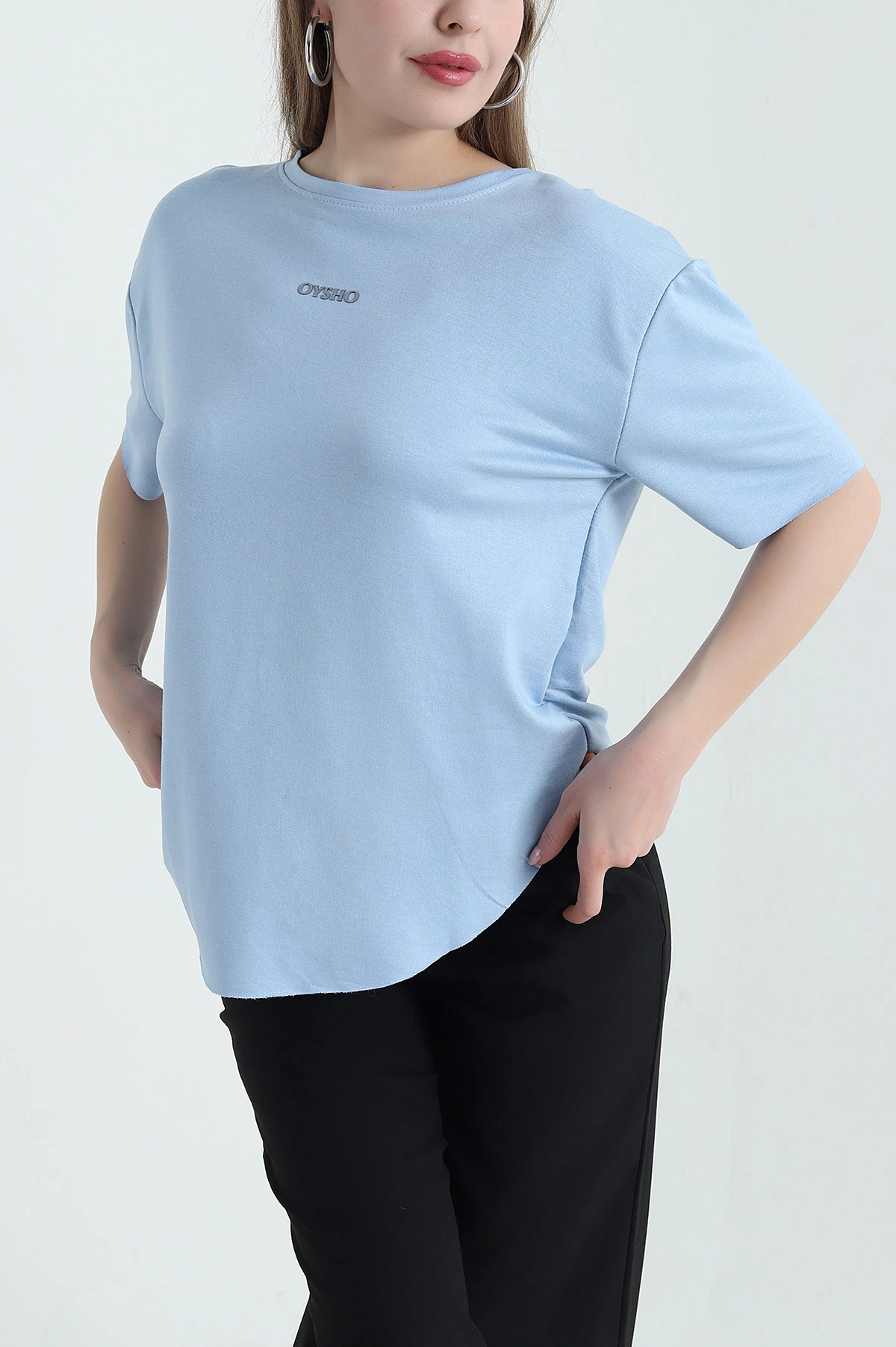 Mavi Oval Kesim Modal Kadın Tişört 433254