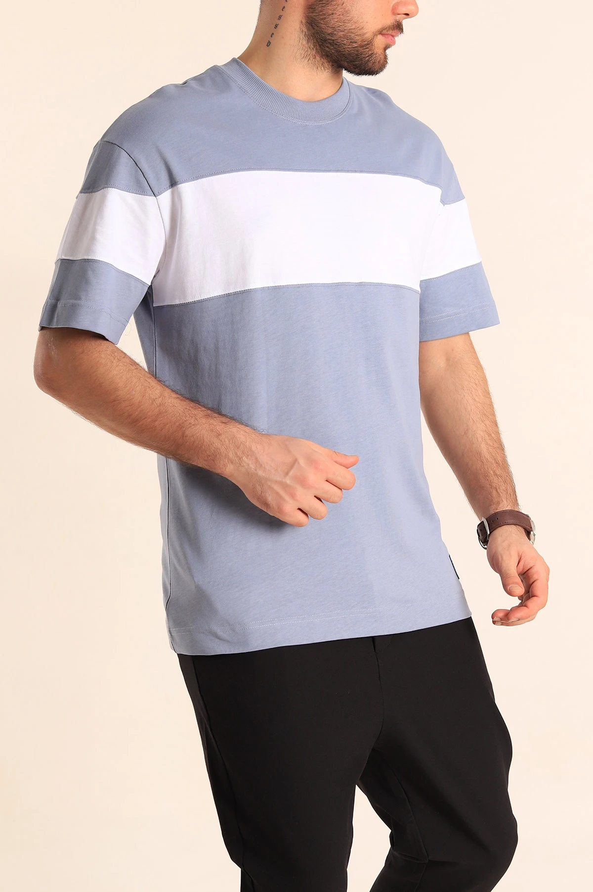 Mavi Oversize Suprem Parçalı Erkek Tişört 249449