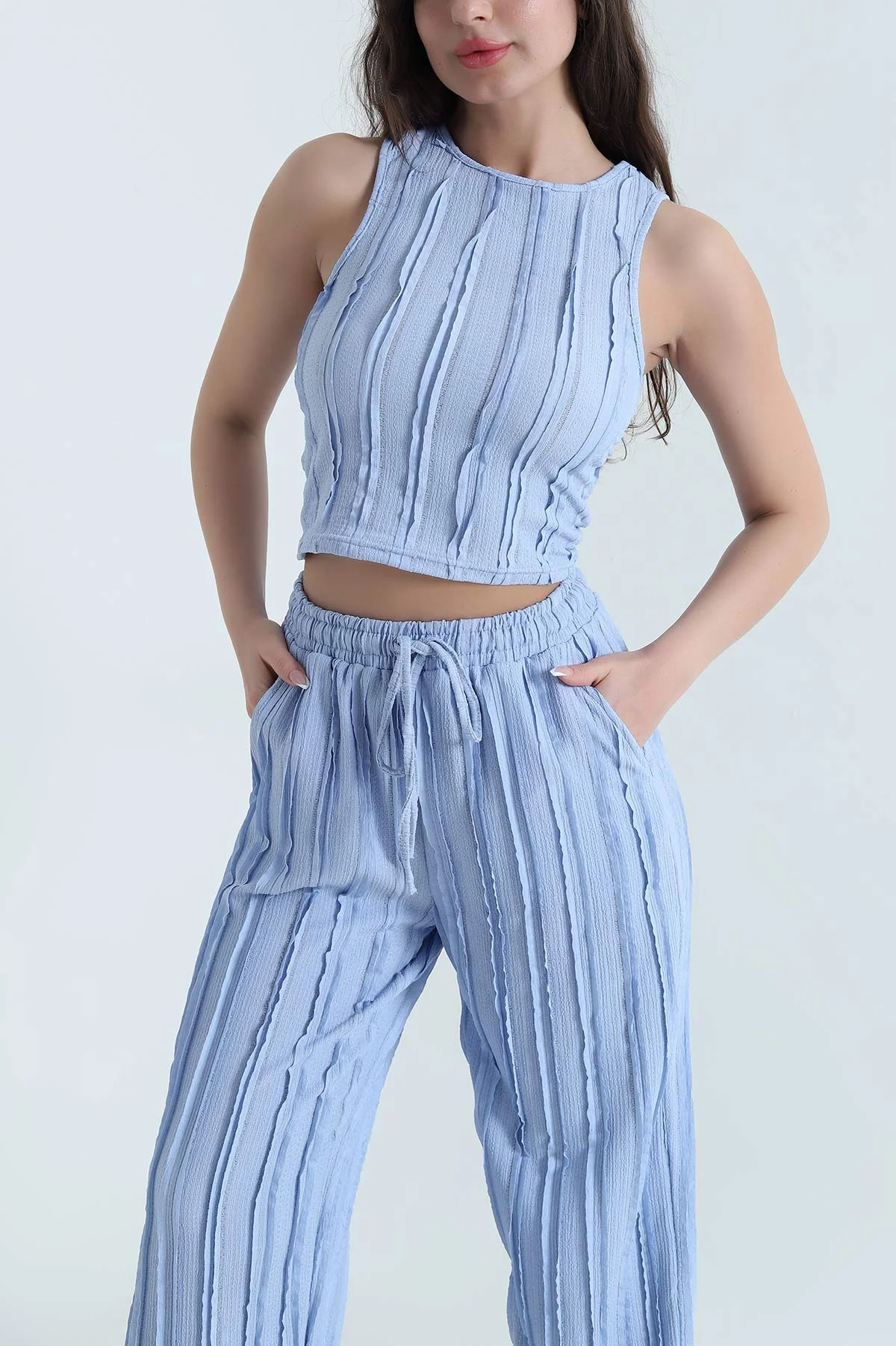 Mavi Pantolon Bluz Kadın İkili Takım 456793