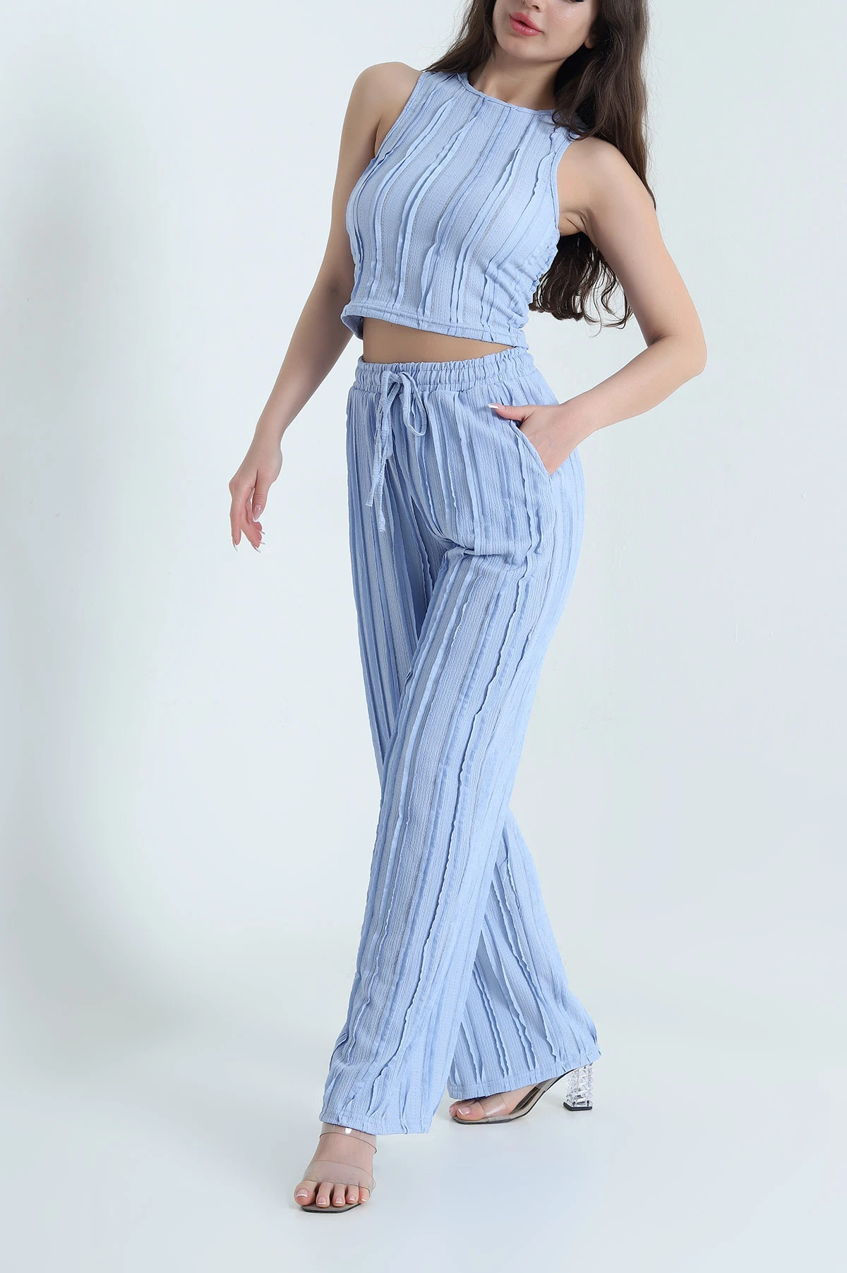 Mavi Pantolon Bluz Kadın İkili Takım 456793