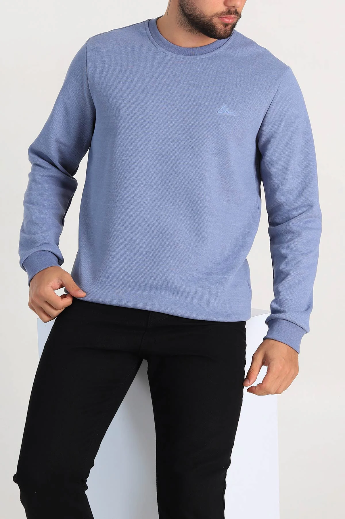 Mavi Regular Fit İnterlok Kumaş Pike Doku Basic Erkek Sweatshirt 305428