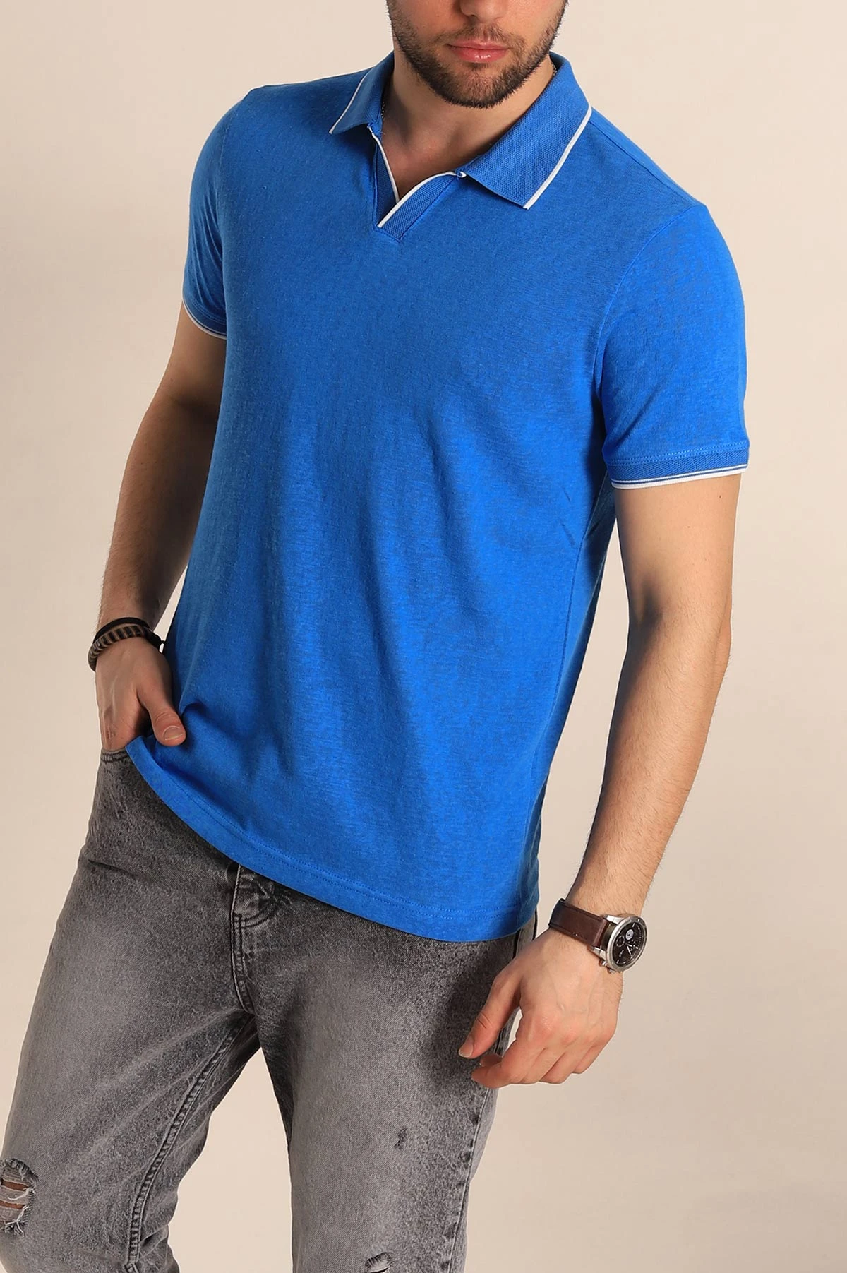 Mavi Regular Fit Jakarlı Polo Yaka Triko Tişört 263232