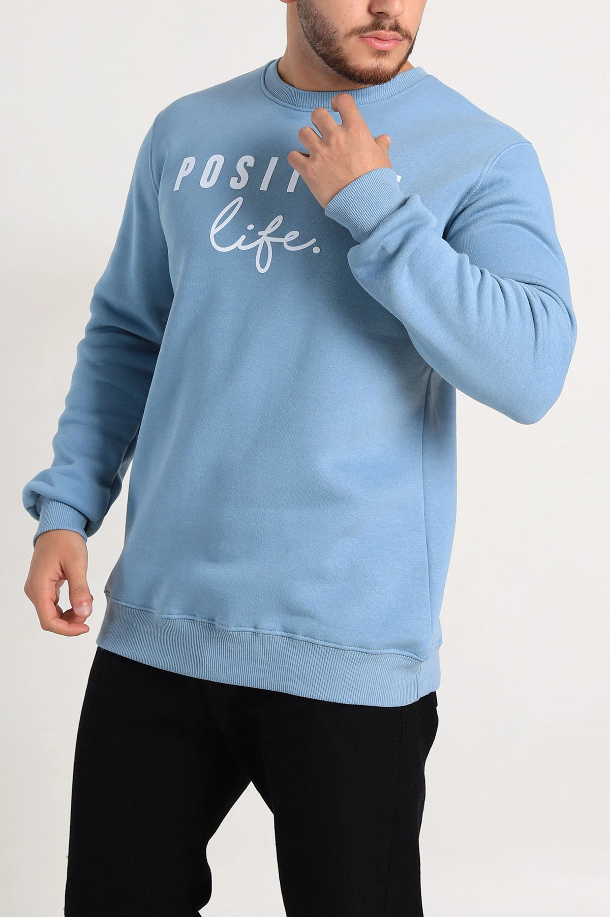 Mavi Regular Fit Üç İp Şardonlu Yazı Detay Erkek Sweatshirt 308902