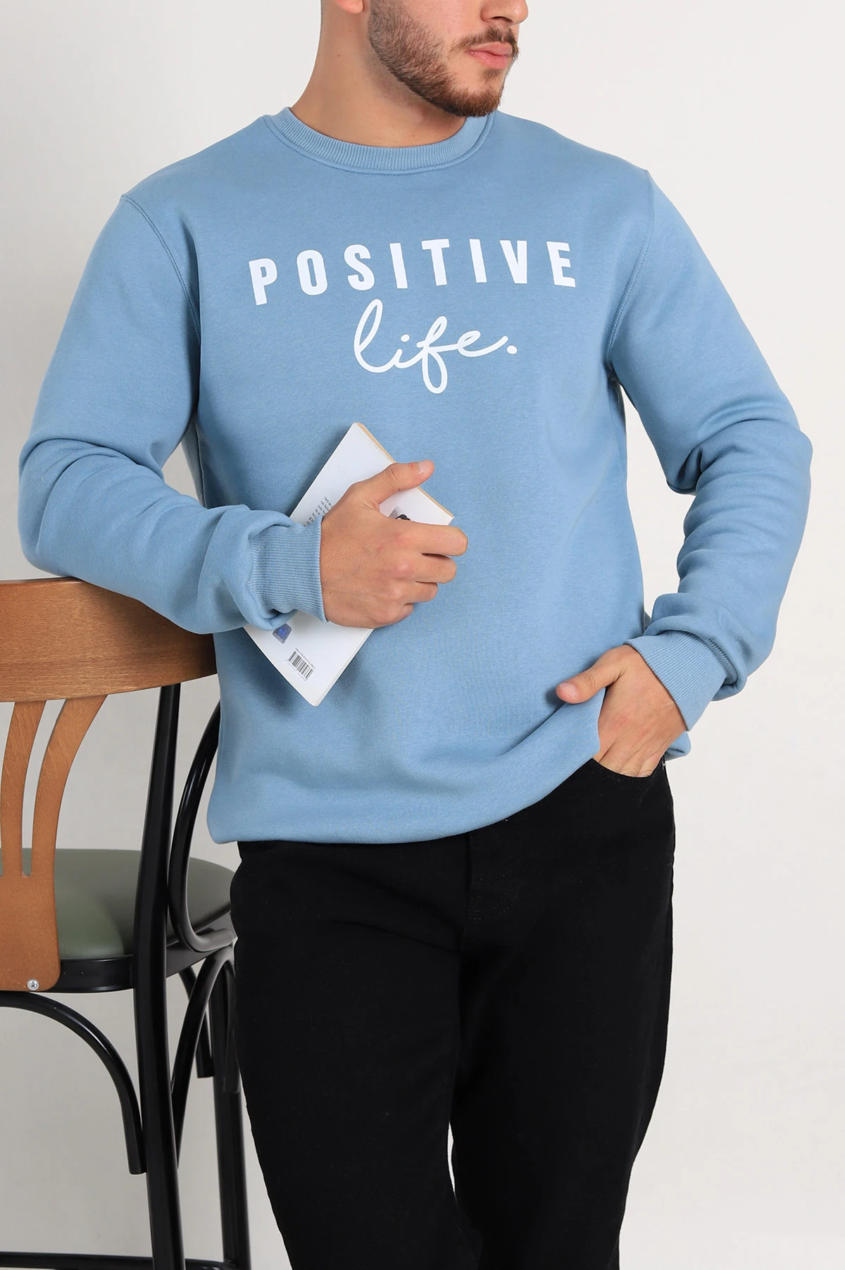 Mavi Regular Fit Üç İp Şardonlu Yazı Detay Erkek Sweatshirt 308902