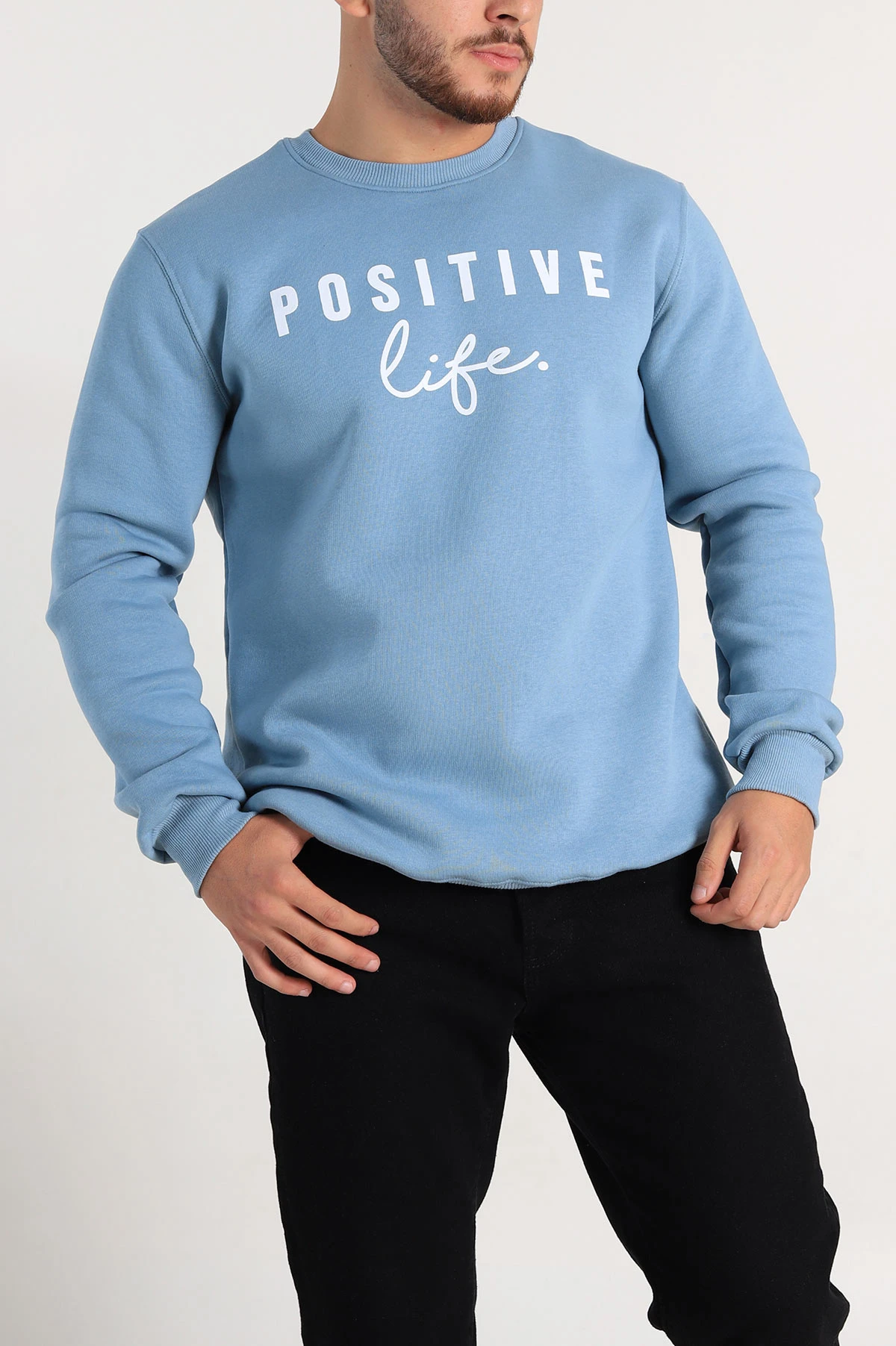 Mavi Regular Fit Üç İp Şardonlu Yazı Detay Erkek Sweatshirt 308902