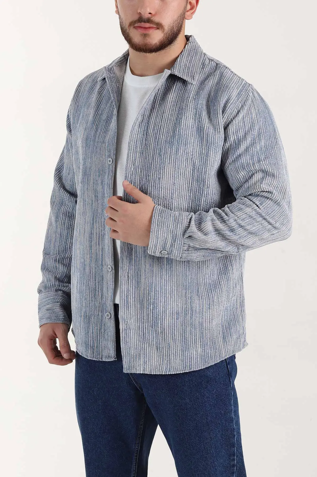 Mavi Relaxed Fit Fitilli Kadife Erkek Gömlek 399965
