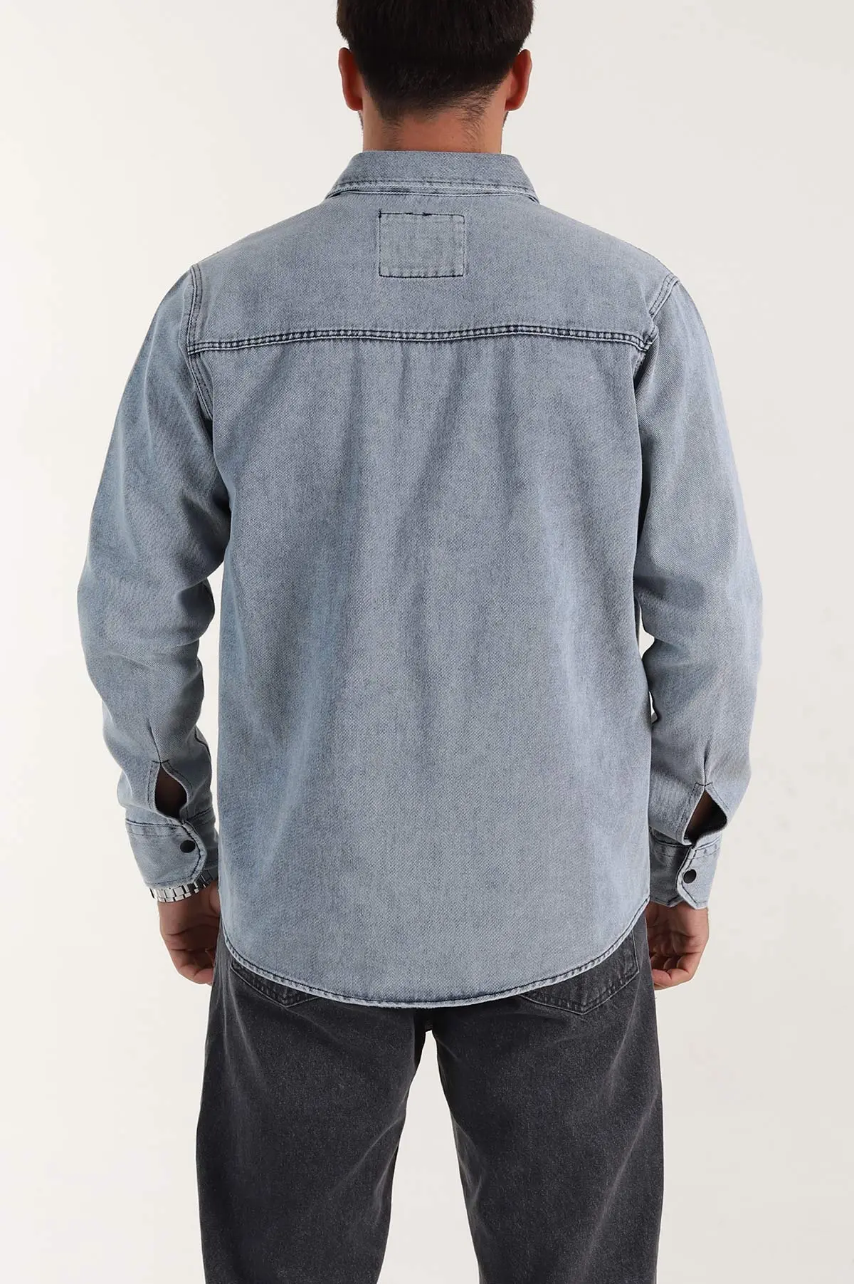 Mavi Relaxed Fit Gabardin Çift Cepli Yıkamalı Erkek Gömlek 397969