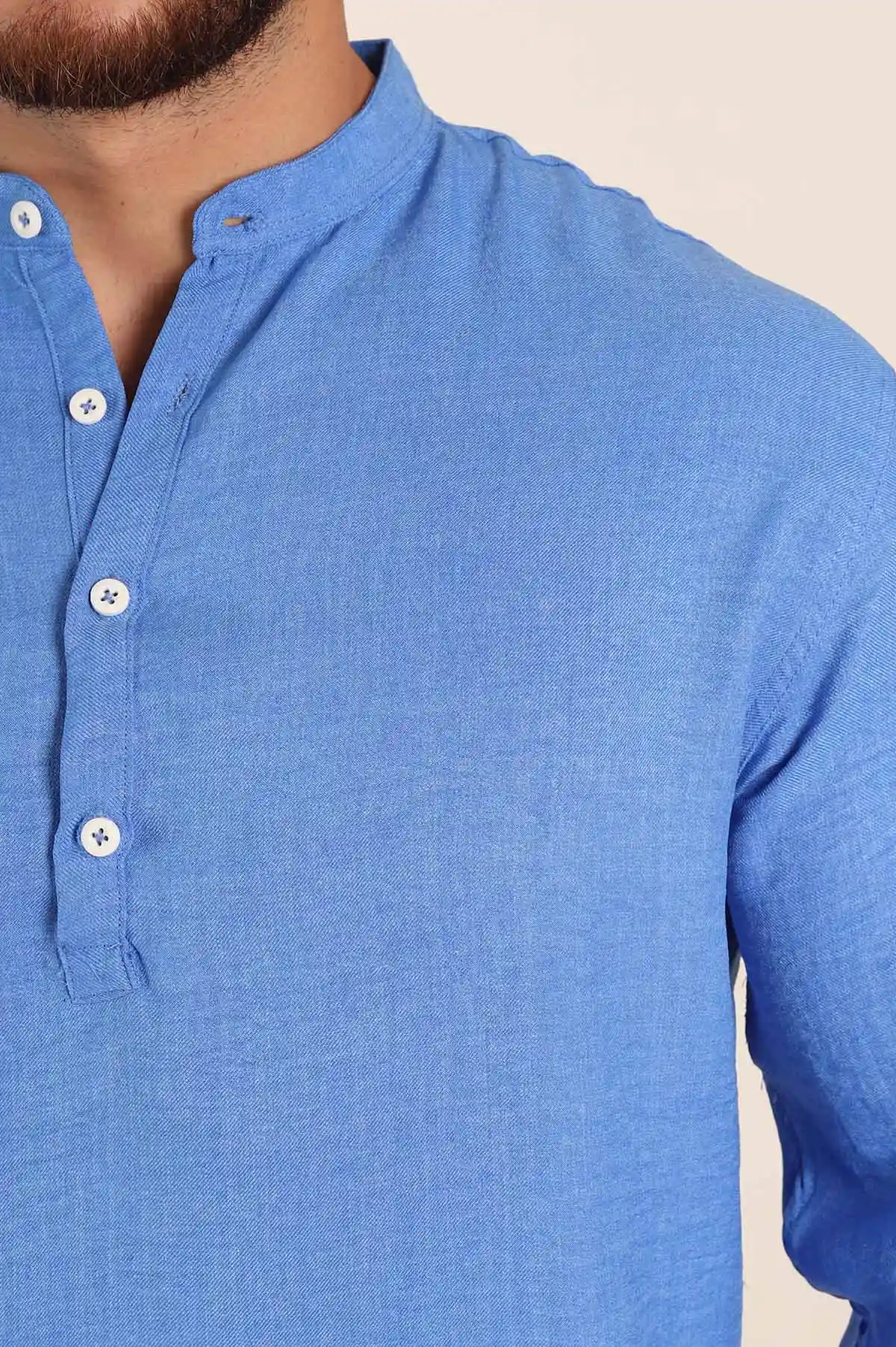Mavi Relaxed Fit Hakim Yaka Yarım Düğmeli Erkek Gömlek 369850