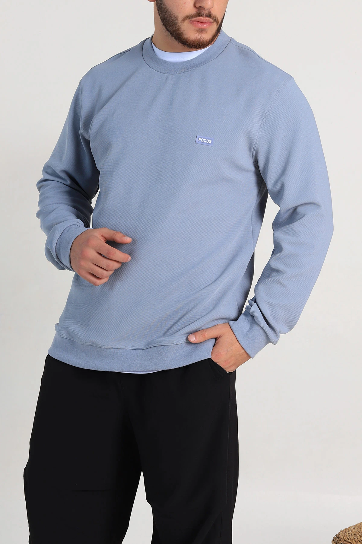 Mavi Relaxed Fit İki İp Şardonlu Yazı Detay Likralı Erkek Sweatshirt 311199
