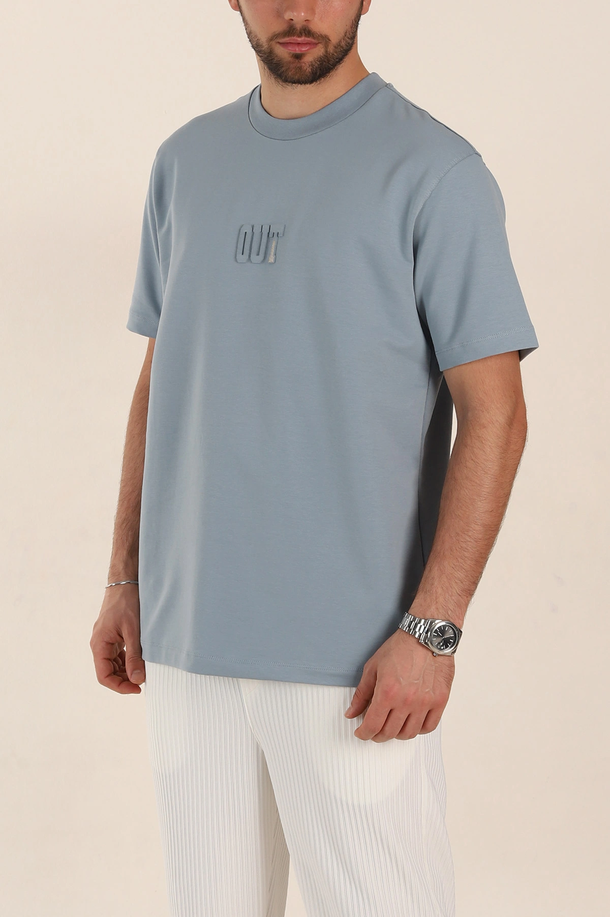 Mavi Relaxed Fit Kabartma Yazı Detaylı Erkek Tişört 358493
