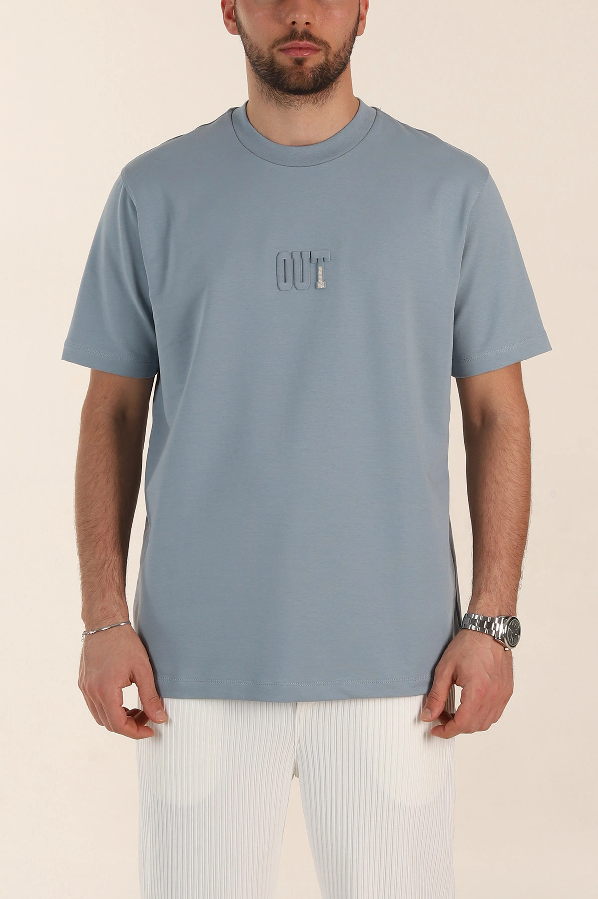 Mavi Relaxed Fit Kabartma Yazı Detaylı Erkek Tişört 358493