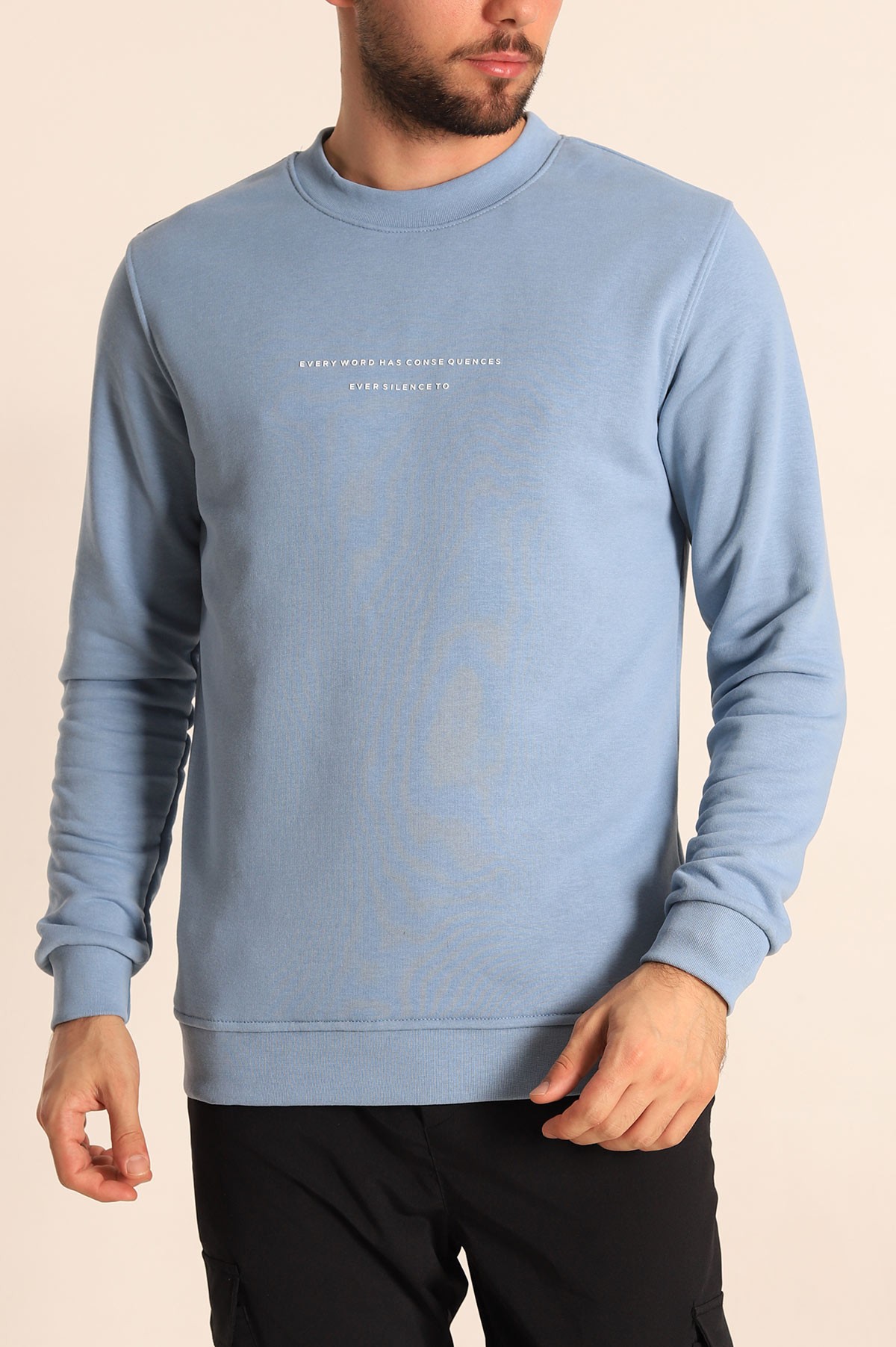 Mavi Relaxed Fit Kabartma Yazılı Erkek Sweatshirt 221445