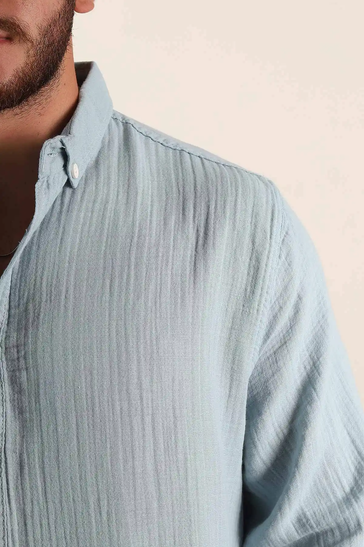 Mavi Relaxed Fit Müslin Keten Ata Yaka Erkek Gömlek 386194